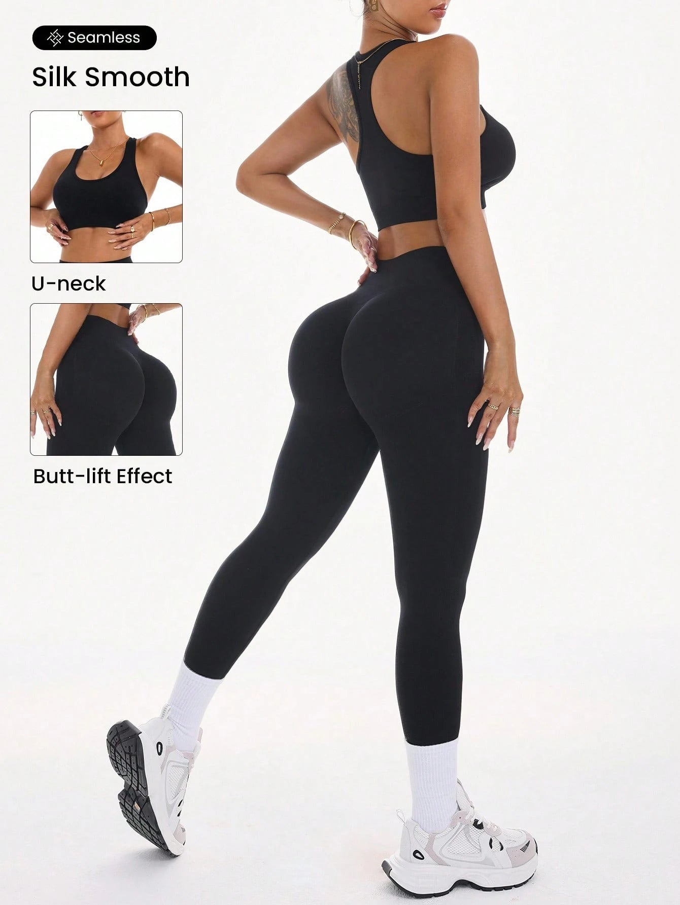Women Leopard Print Cropped Tank Top And Leggings Sports Set Black