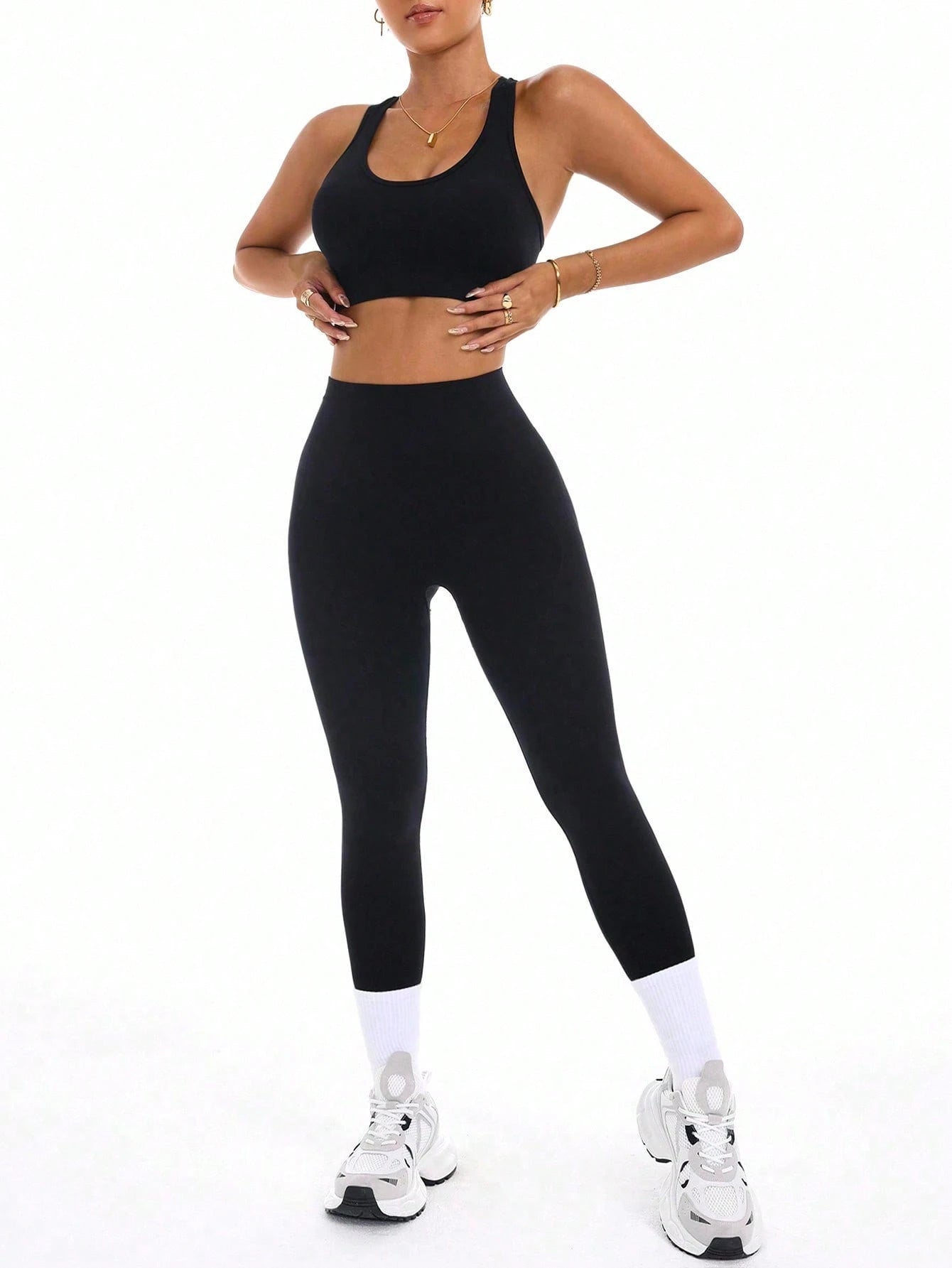 Women Leopard Print Cropped Tank Top And Leggings Sports Set
