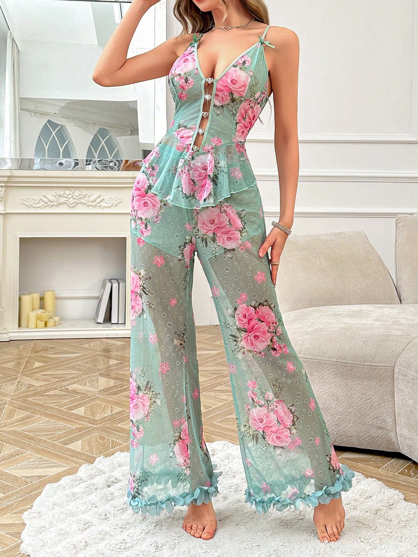 Slumberist Diamond Heart & Jacquard Jacquard Camisole Top & Pants