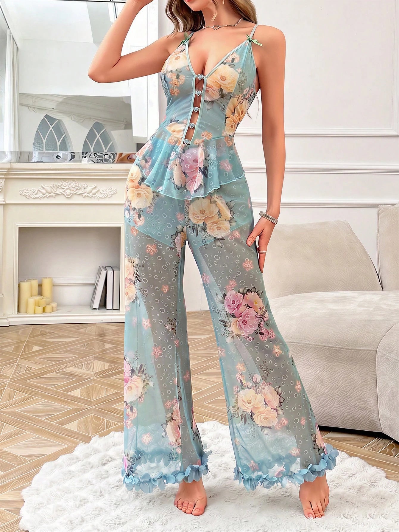 Slumberist Diamond Heart & Jacquard Jacquard Camisole Top & Pants