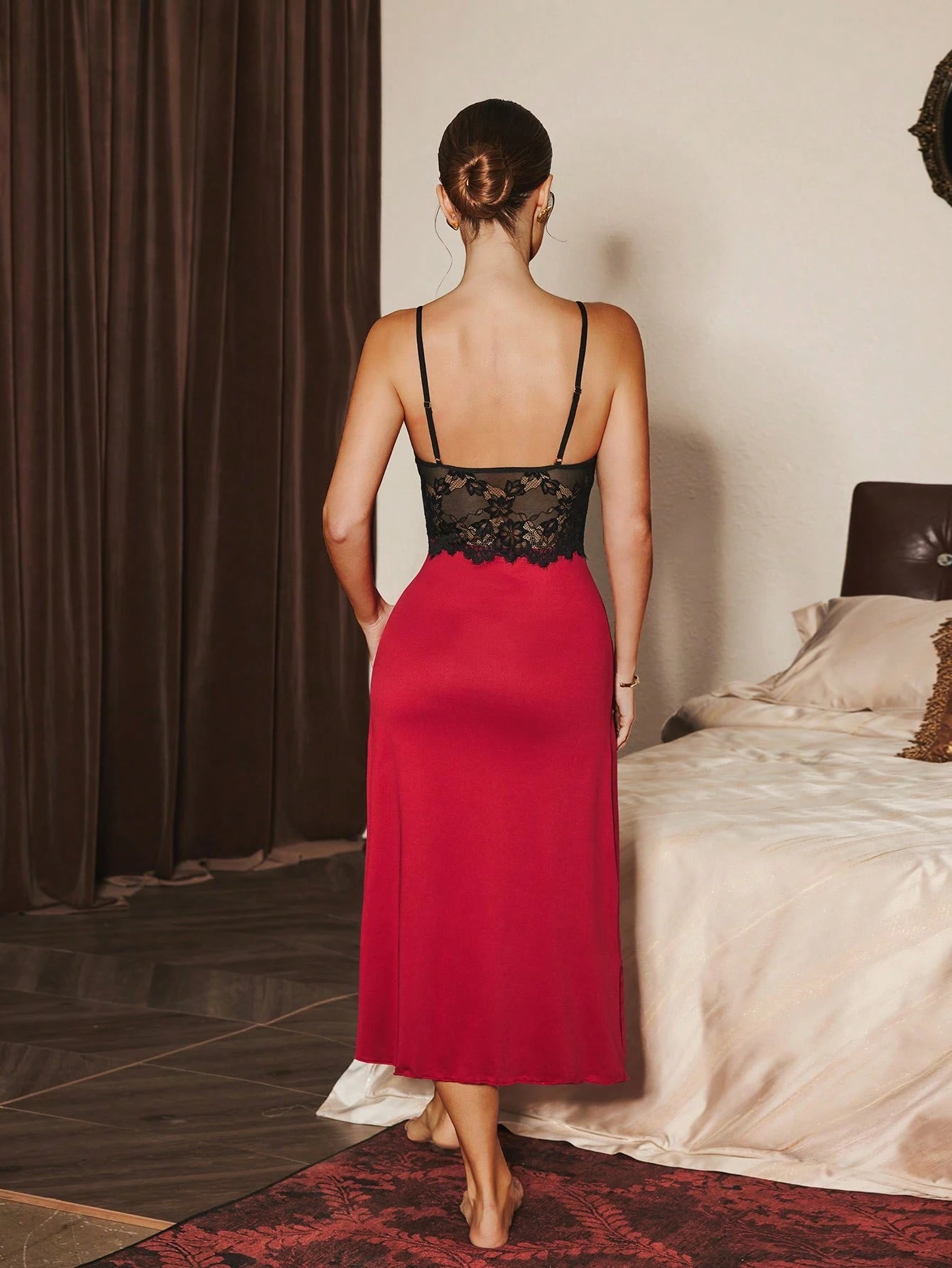 Sexy Lace Patchwork Slit Nightgown