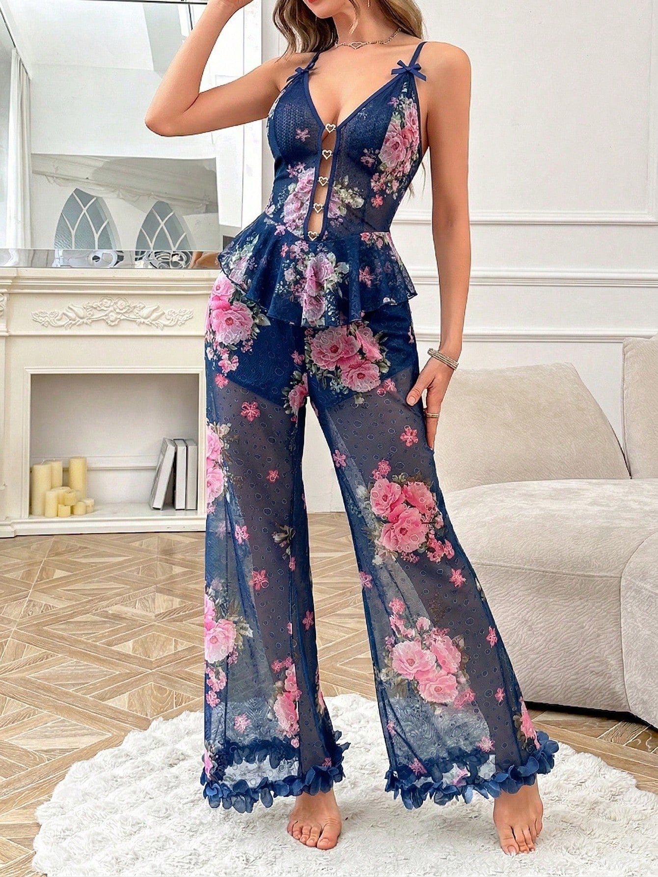 Slumberist Diamond Heart & Jacquard Jacquard Camisole Top & Pants