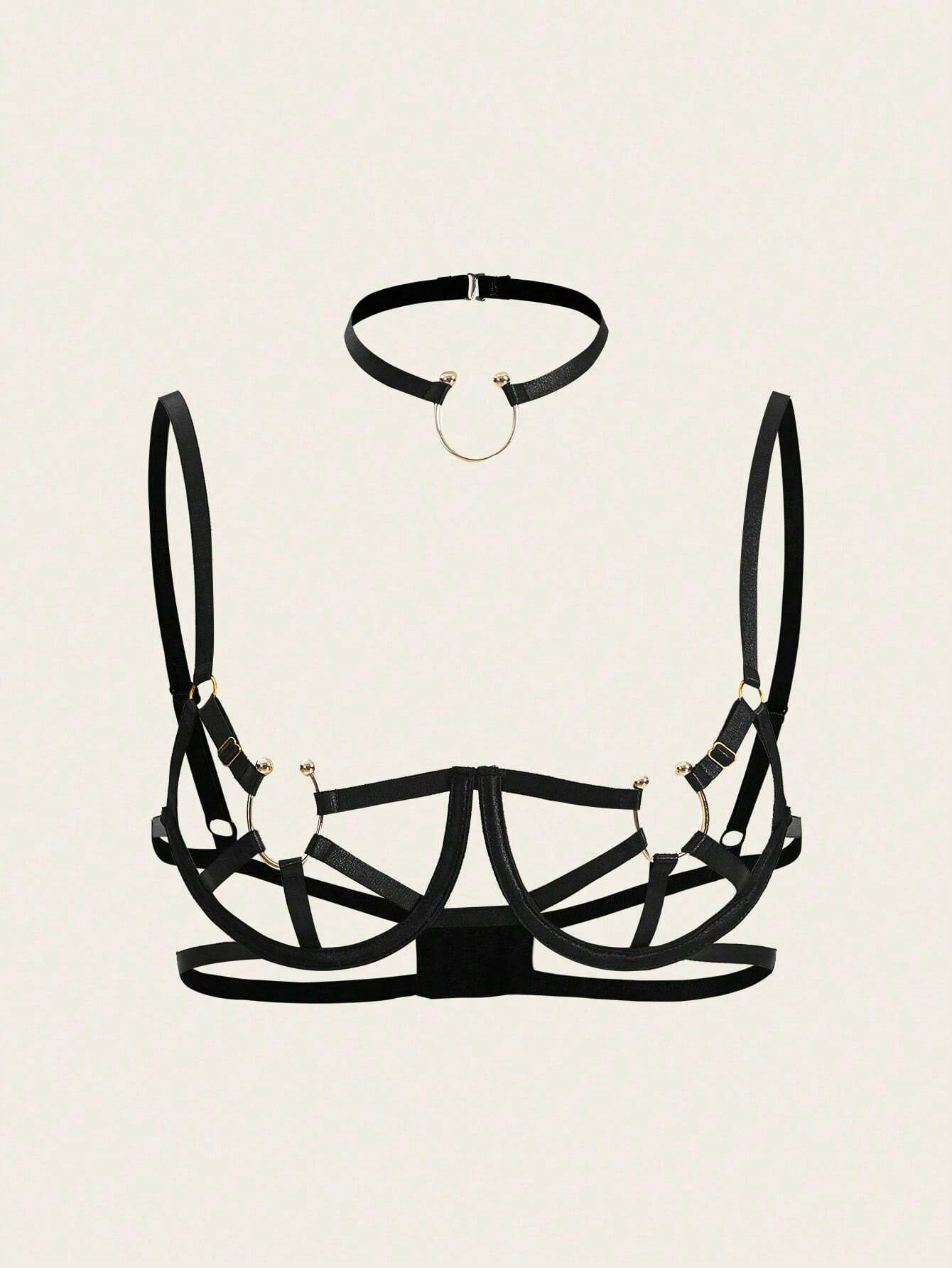 SpicyHot Goth Ring Detail Cutout Lingerie