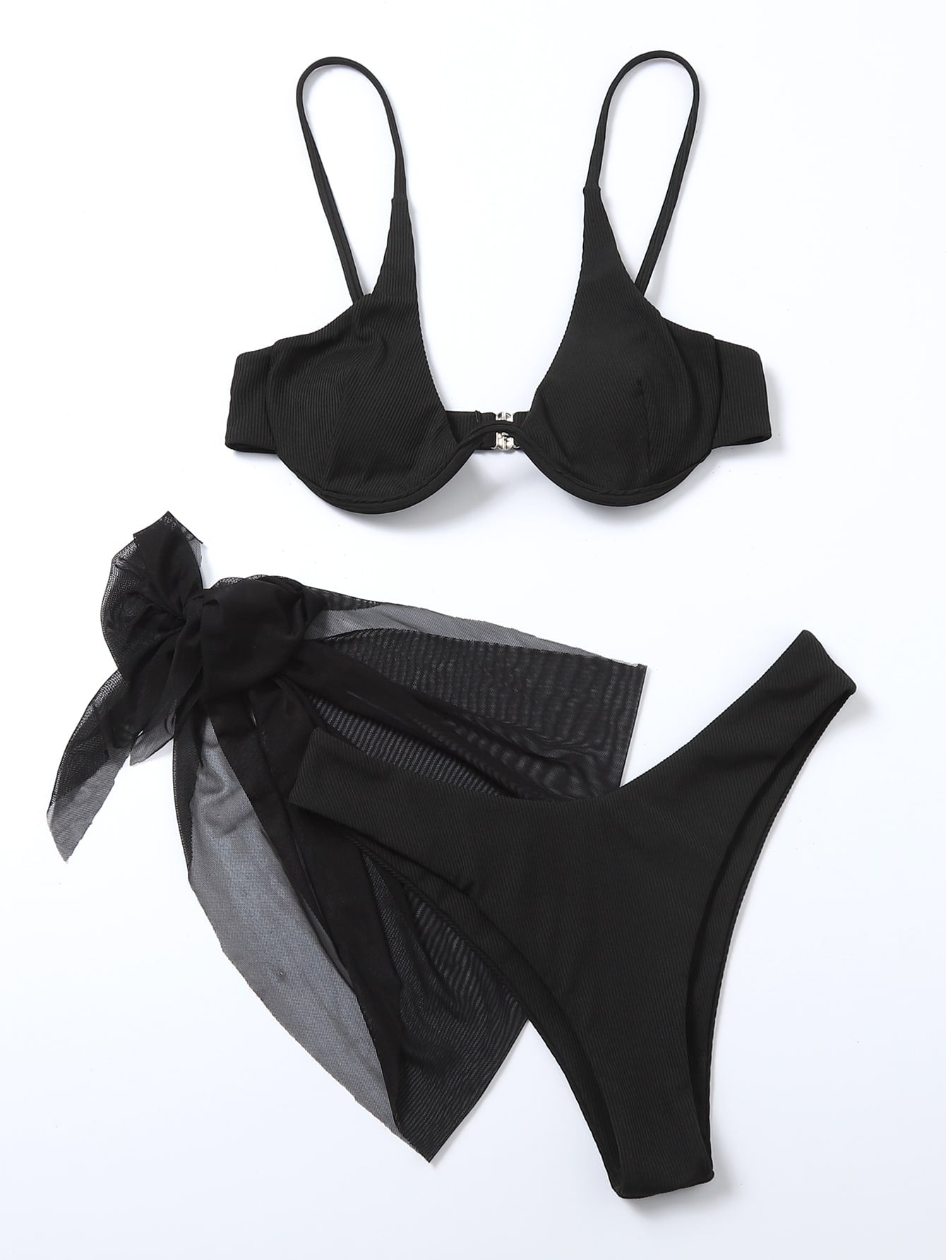 Women's Solid Color Halter Neck Simple Spaghetti Strap Bikini Swimsuit Set