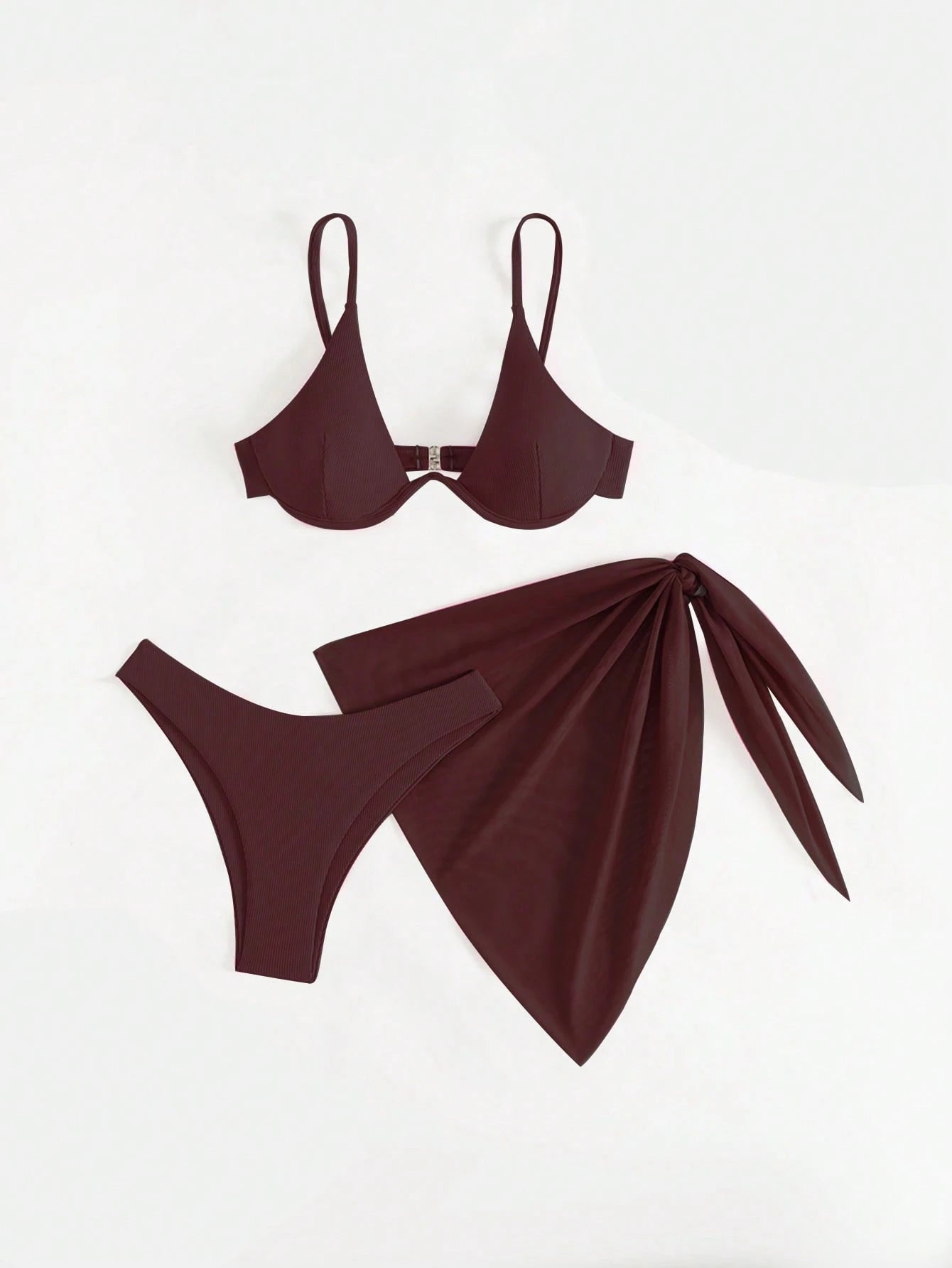 Women's Solid Color Halter Neck Simple Spaghetti Strap Bikini Swimsuit Set