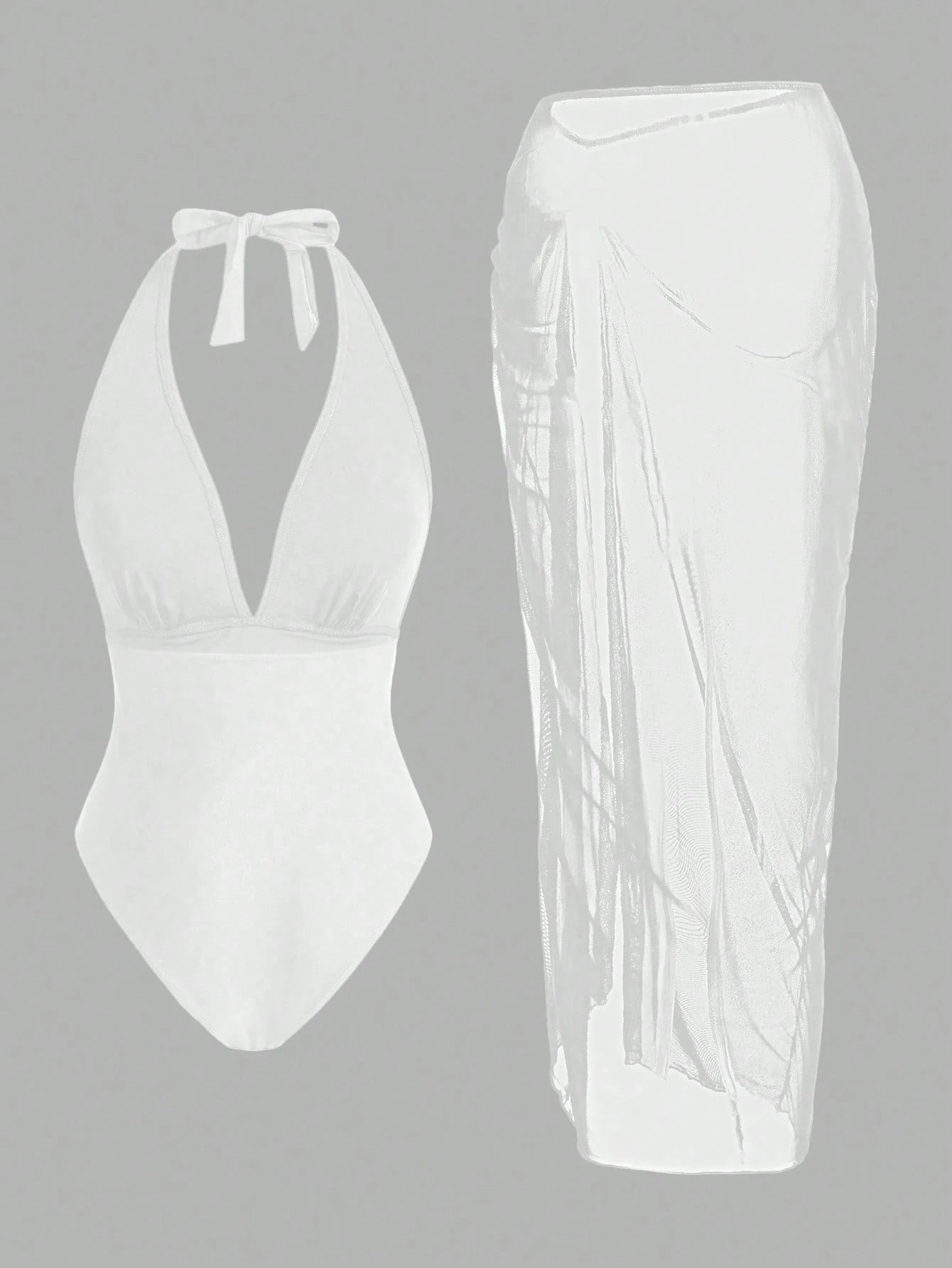 Elegant Romantic Starfish Decor One-Piece Swimsuit Set