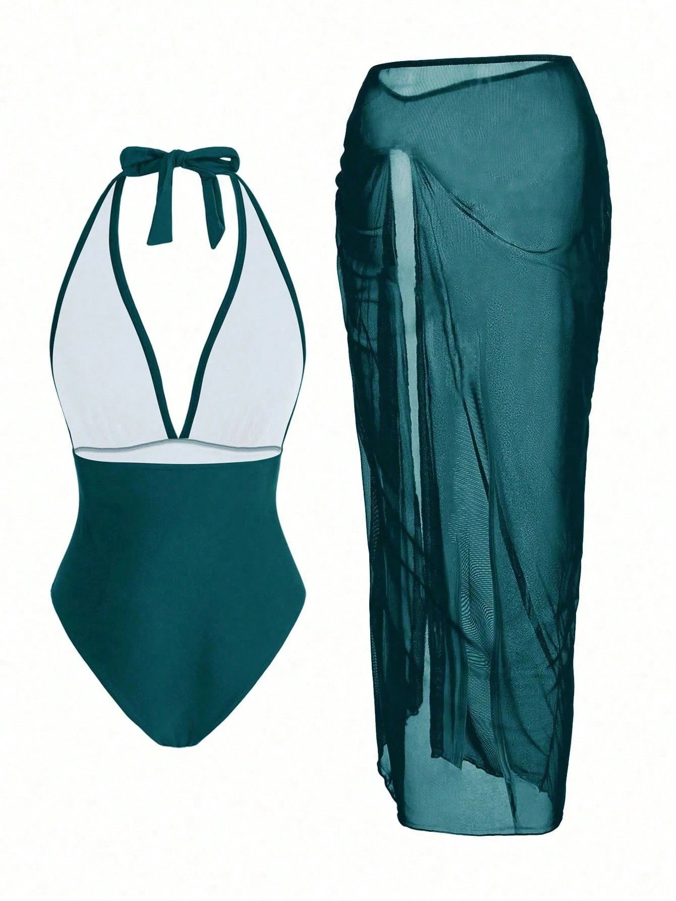 Elegant Romantic Starfish Decor One-Piece Swimsuit Set