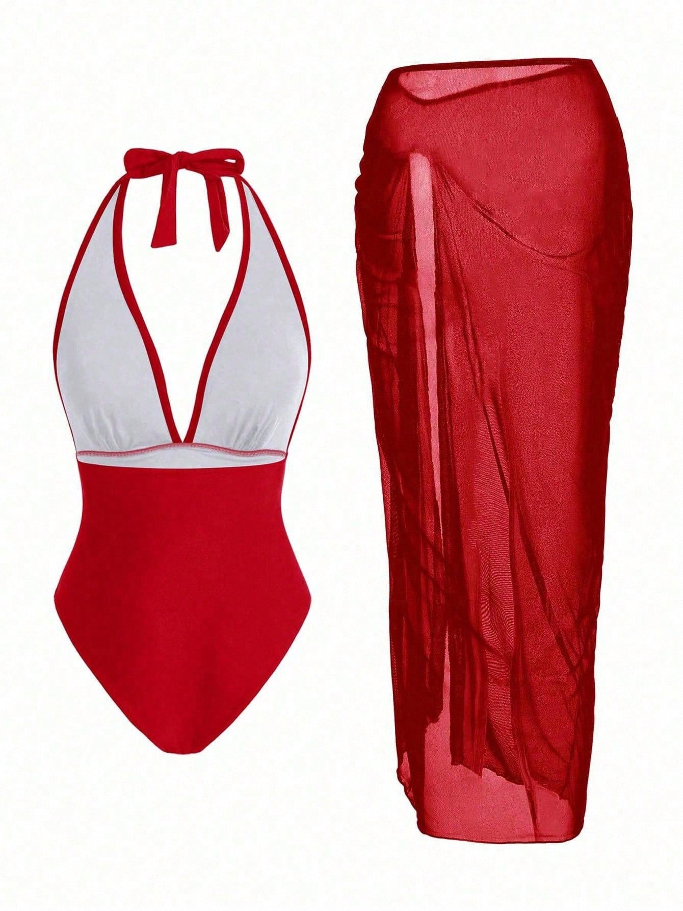 Elegant Romantic Starfish Decor One-Piece Swimsuit Set