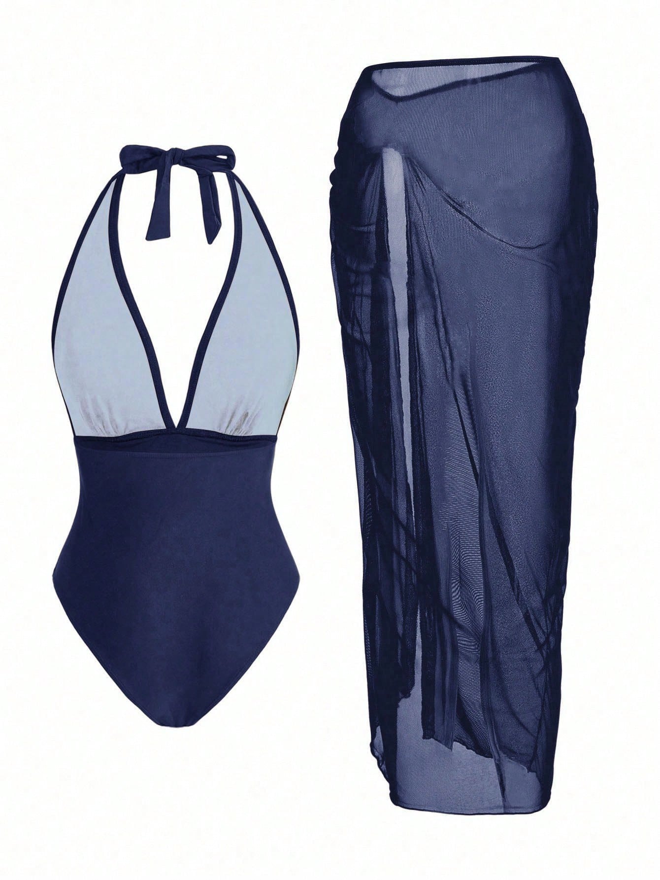 Elegant Romantic Starfish Decor One-Piece Swimsuit Set