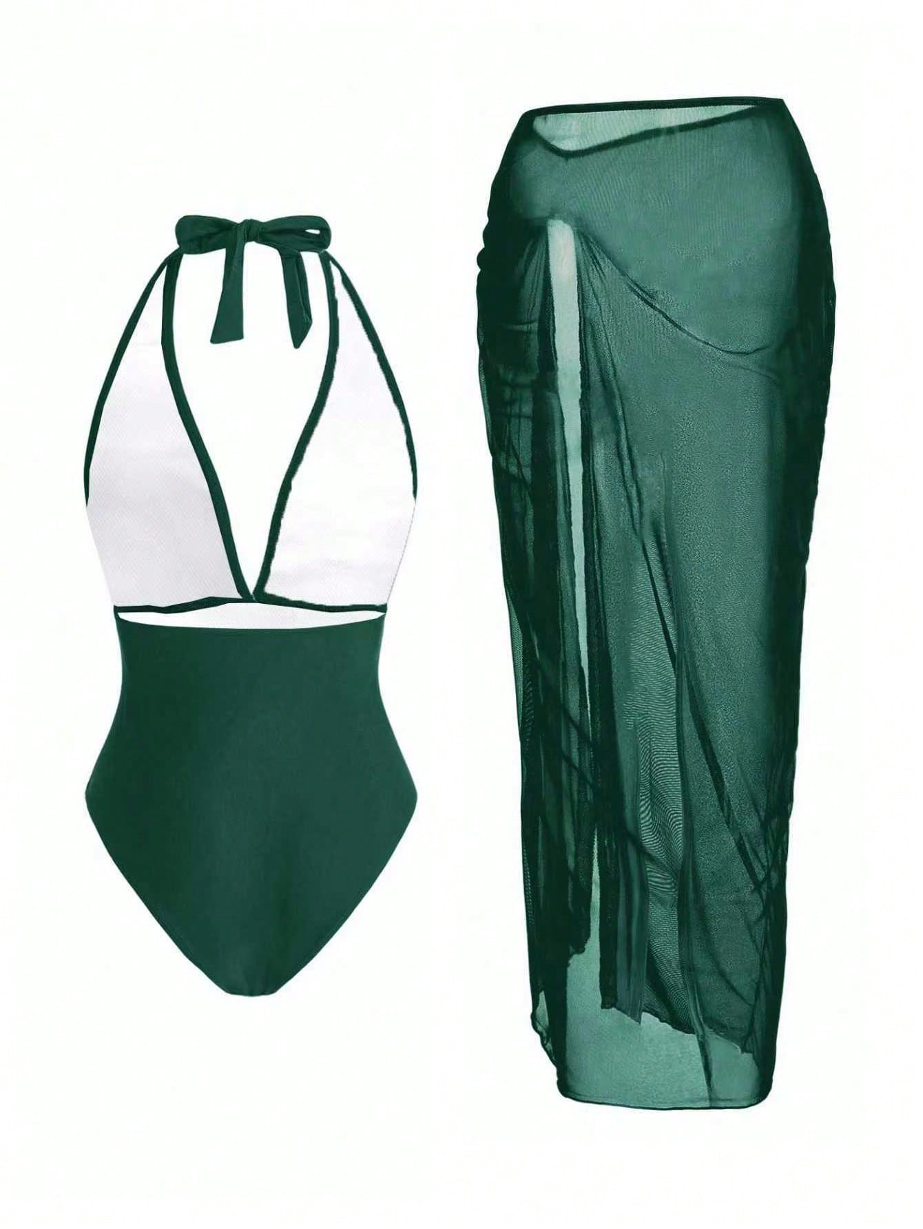 Elegant Romantic Starfish Decor One-Piece Swimsuit Set