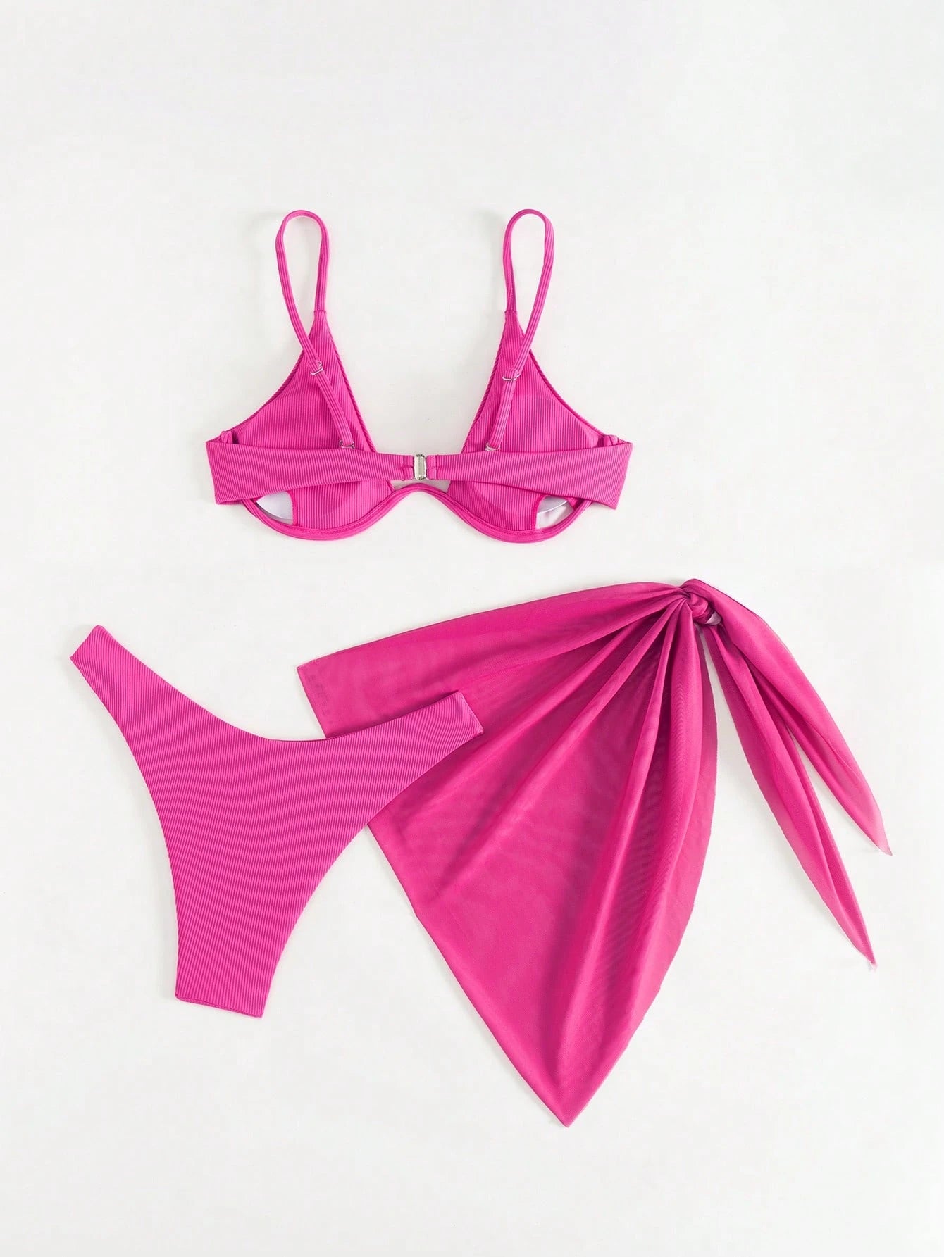 Women's Solid Color Halter Neck Simple Spaghetti Strap Bikini Swimsuit Set