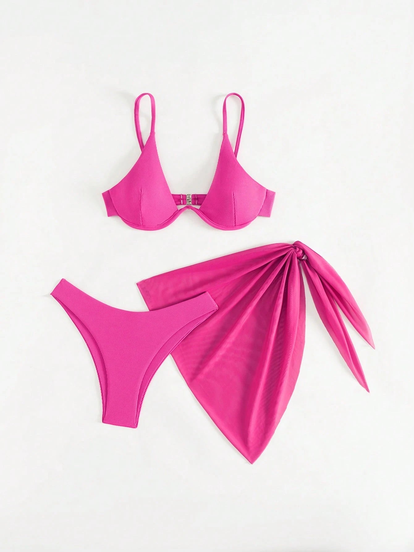 Women's Solid Color Halter Neck Simple Spaghetti Strap Bikini Swimsuit Set