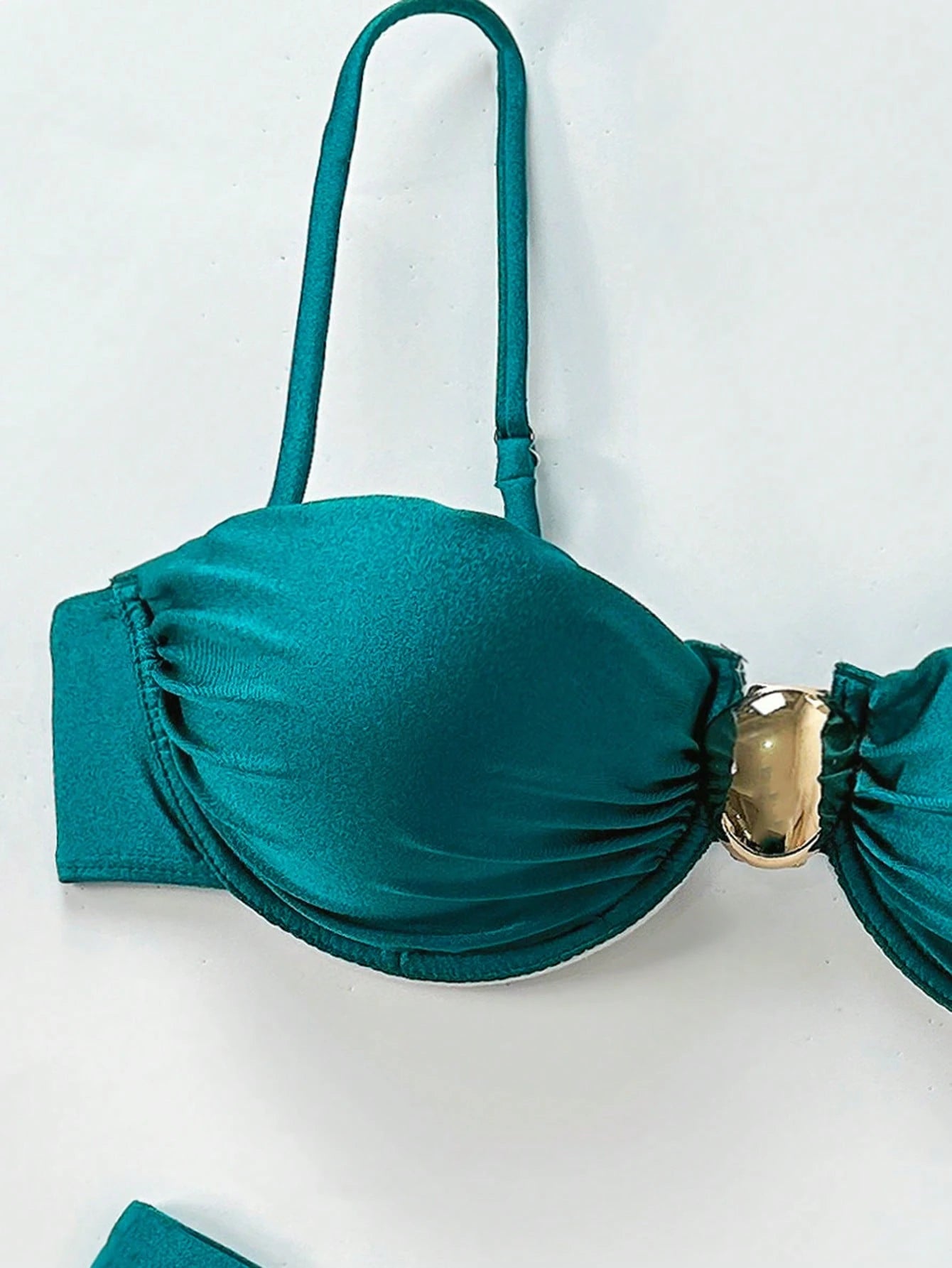 Basics Solid Color Spaghetti Strap Underwire Top And Bikini