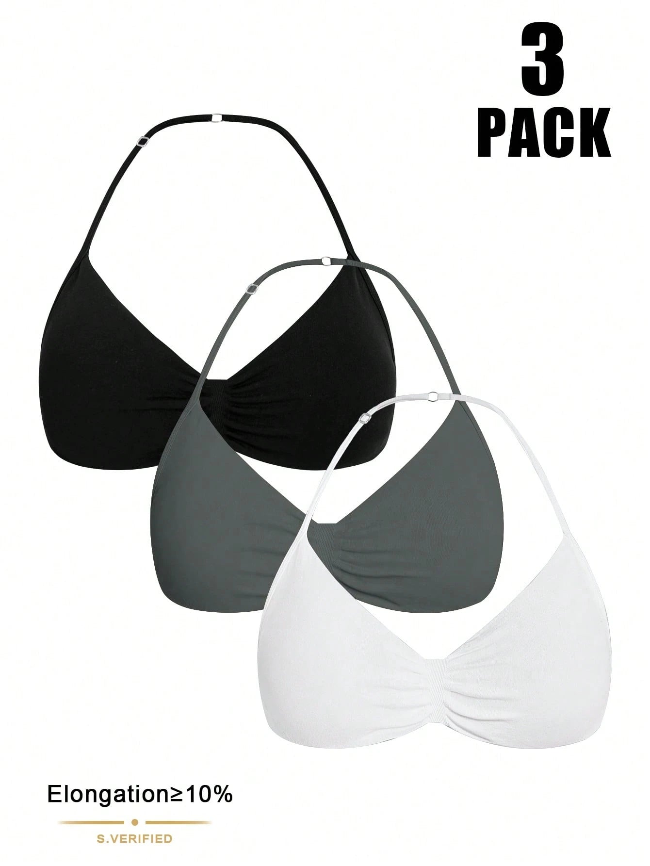 Solid Color Pleated Racerback Sports Bra