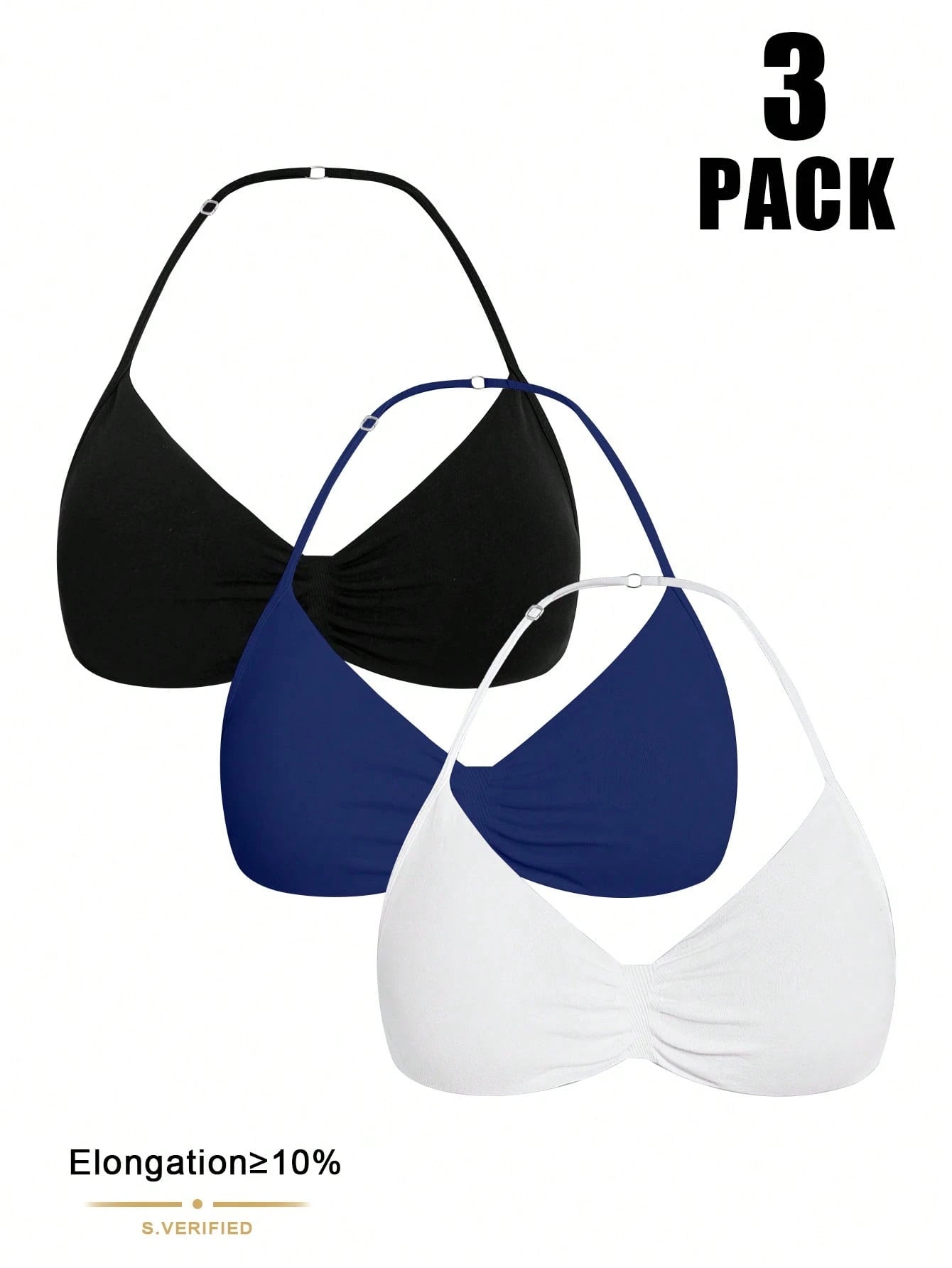 Solid Color Pleated Racerback Sports Bra