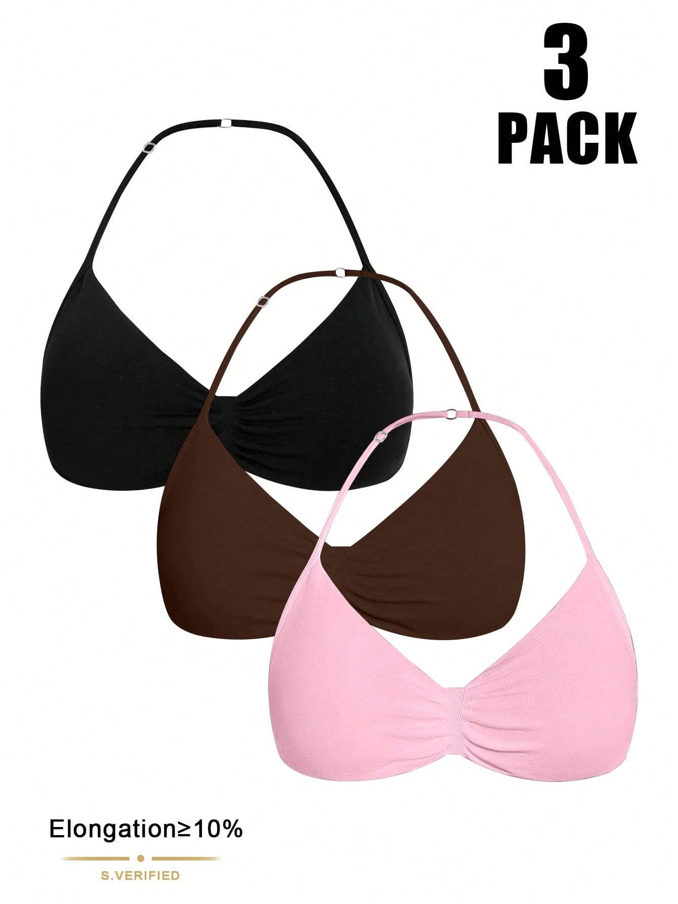 Solid Color Pleated Racerback Sports Bra