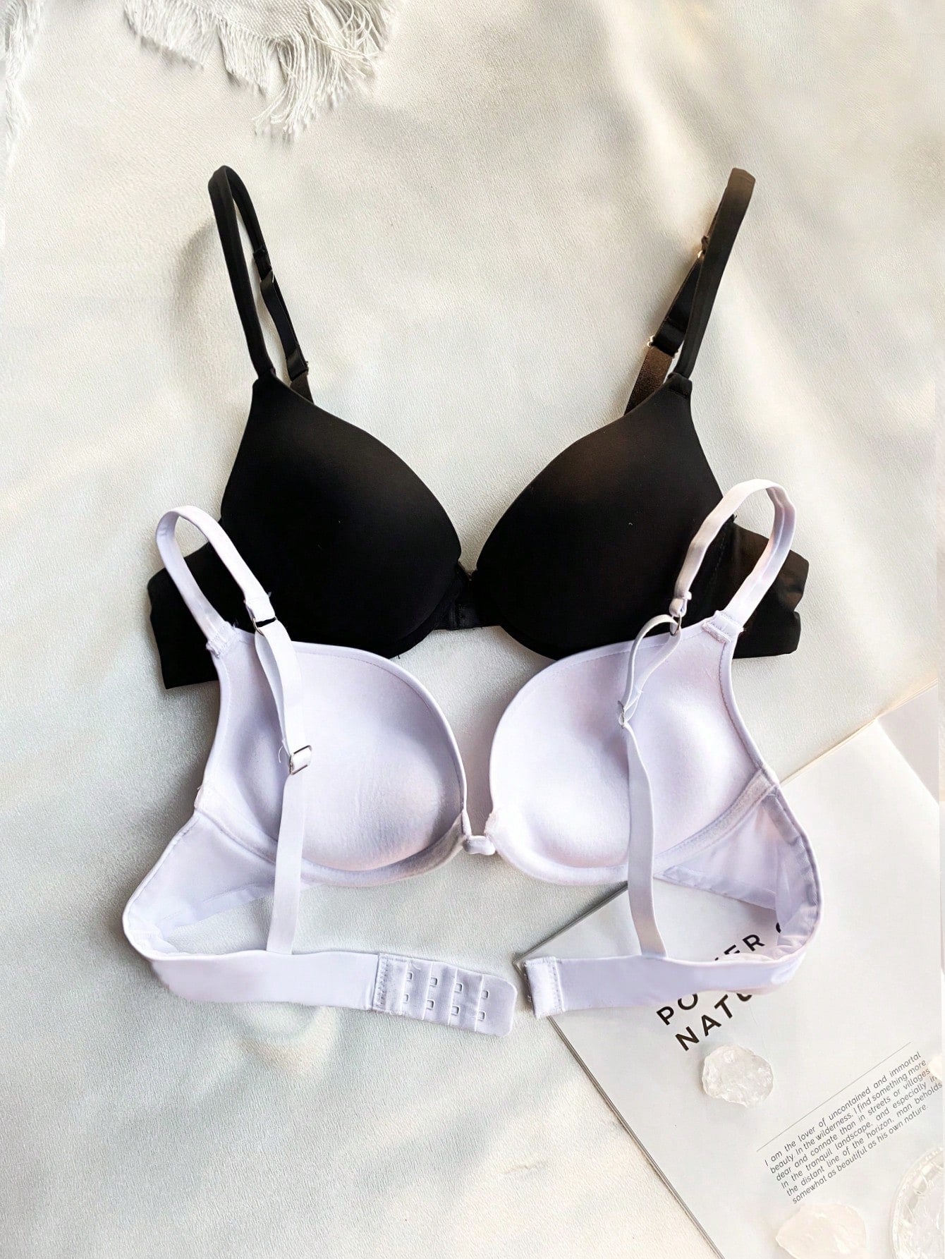 2pcs Women's Minimalist Solid Color Wire-Free Bras Multicolor 5