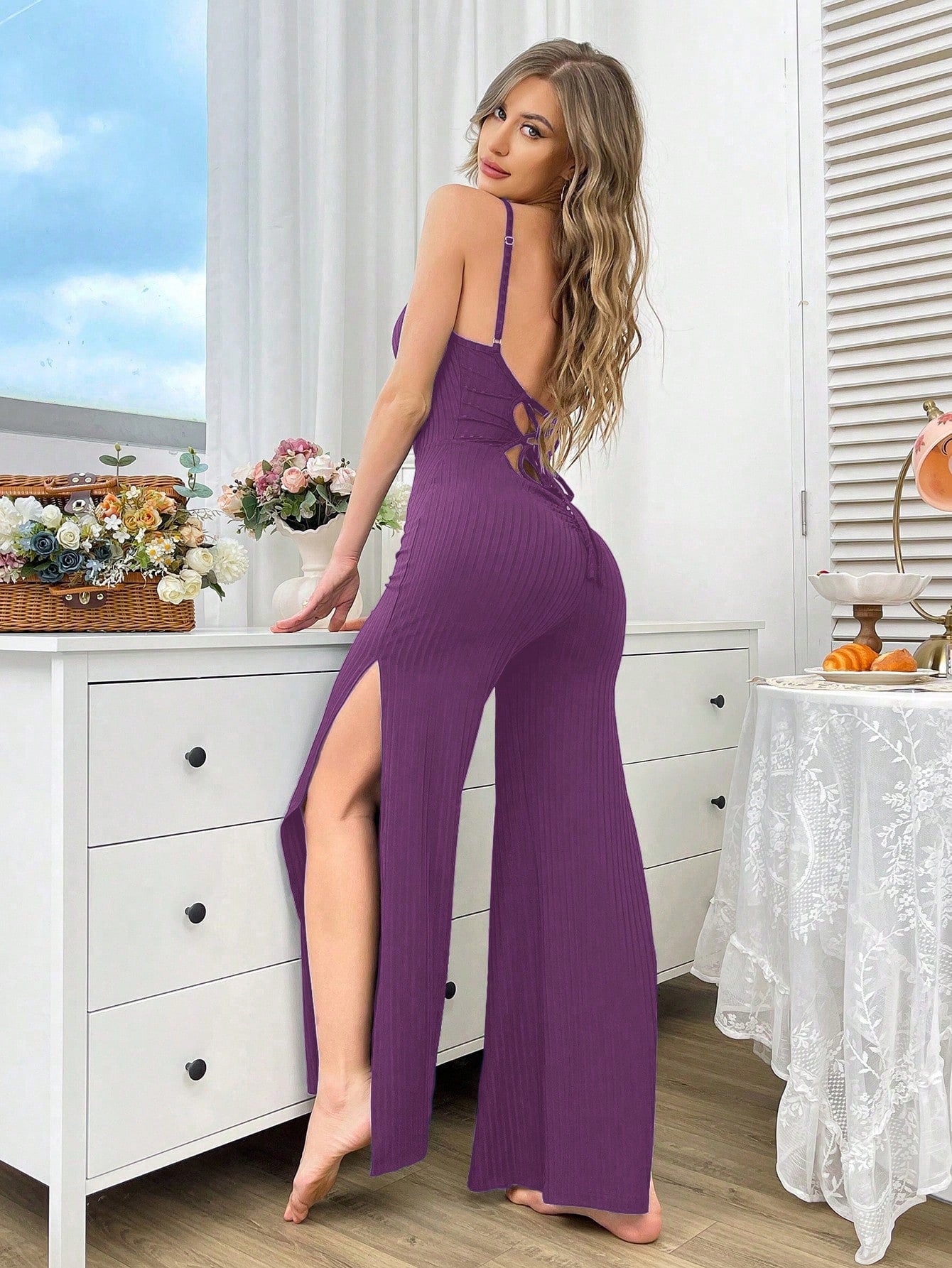 Women's Sleeveless Ribbed Jumpsuit