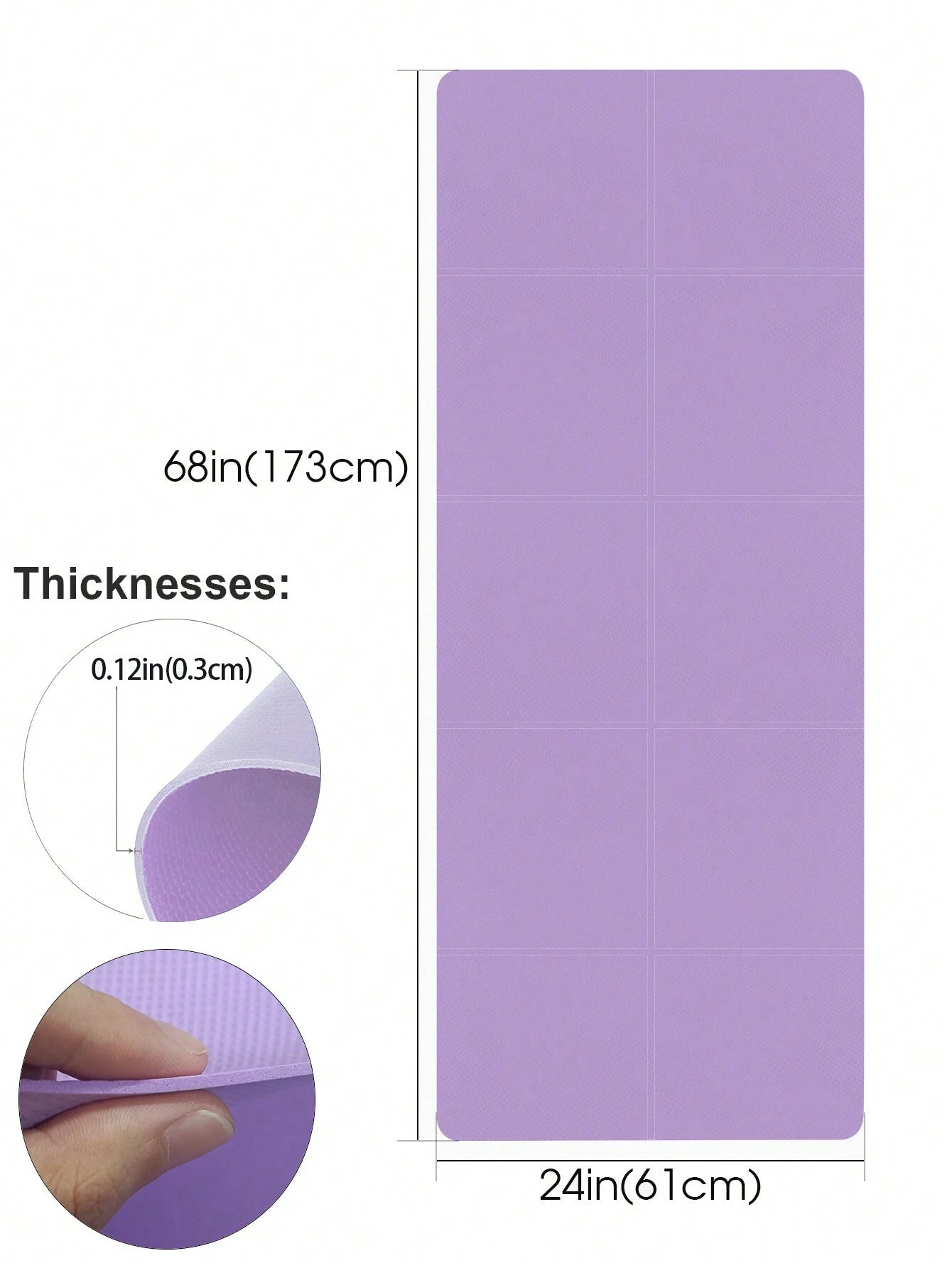 1pc 173*61*0.3cm Eva Yoga Mat For Beginners, Fitness Mat, Dance, Anti-skid Exercise Pad