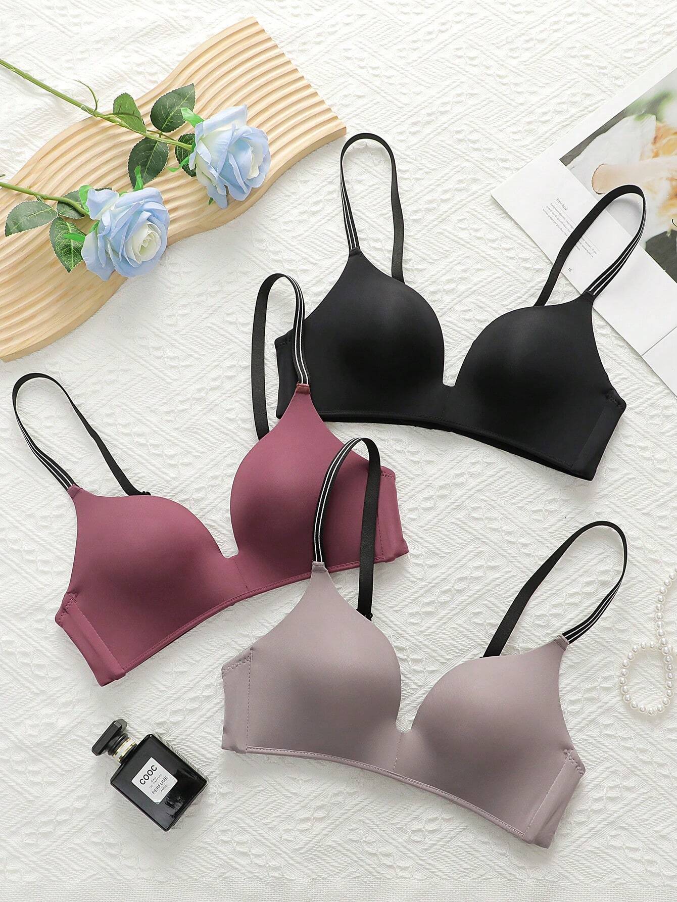 Letter Print Strap Bra Set 3pack Sports