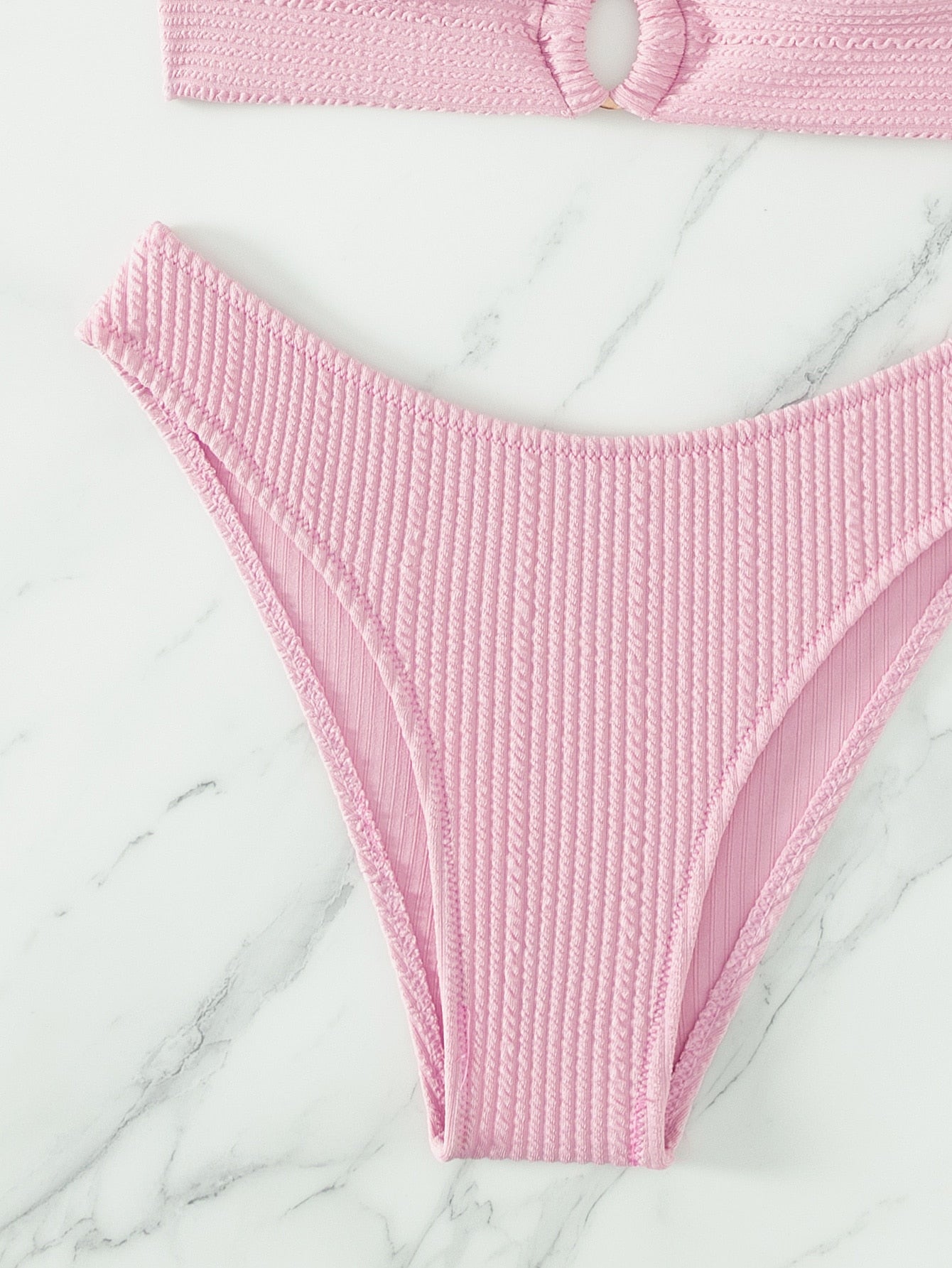 SHEIN Swim SXY Mono Bikini Set Chain Linked Halter Push Up Bra &amp; Bikini 2 Piece Swimsuit