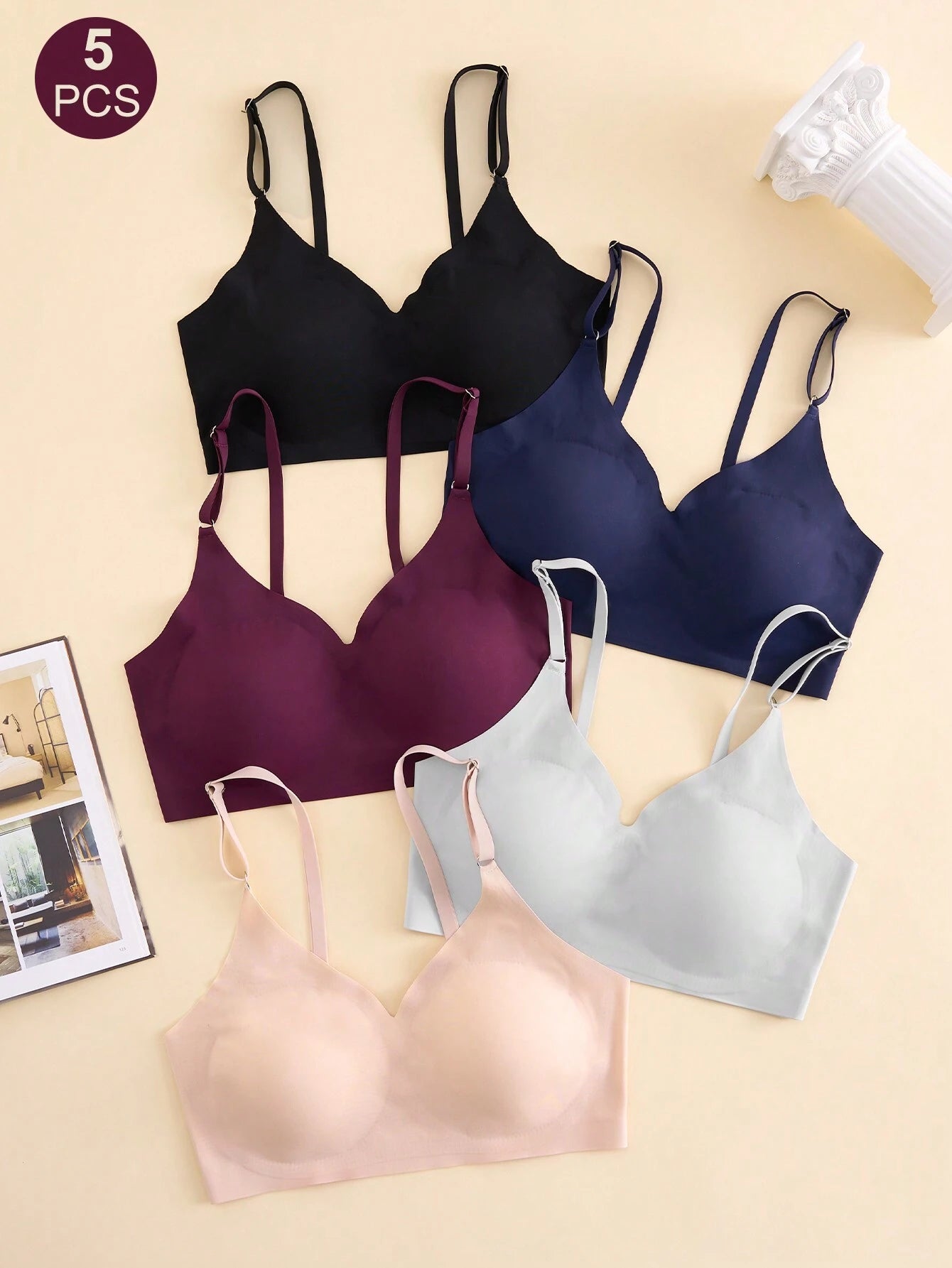 Underwear&amp;Sleepwear Basics Women Wireless Bra (Wire-Free) Bra Set Of 5