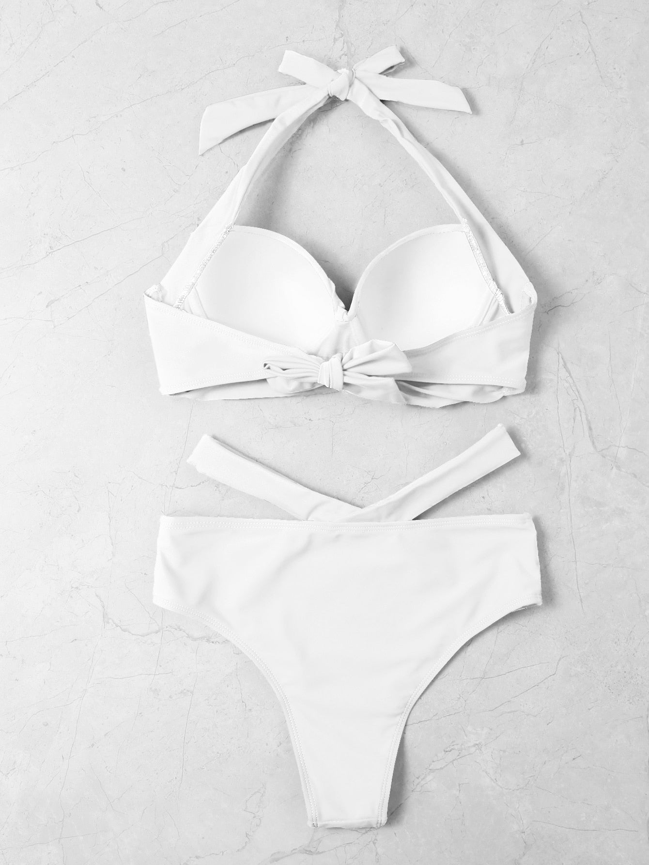 SHEIN Swim Basics Twist Front Push Up Bikini Swimsuit