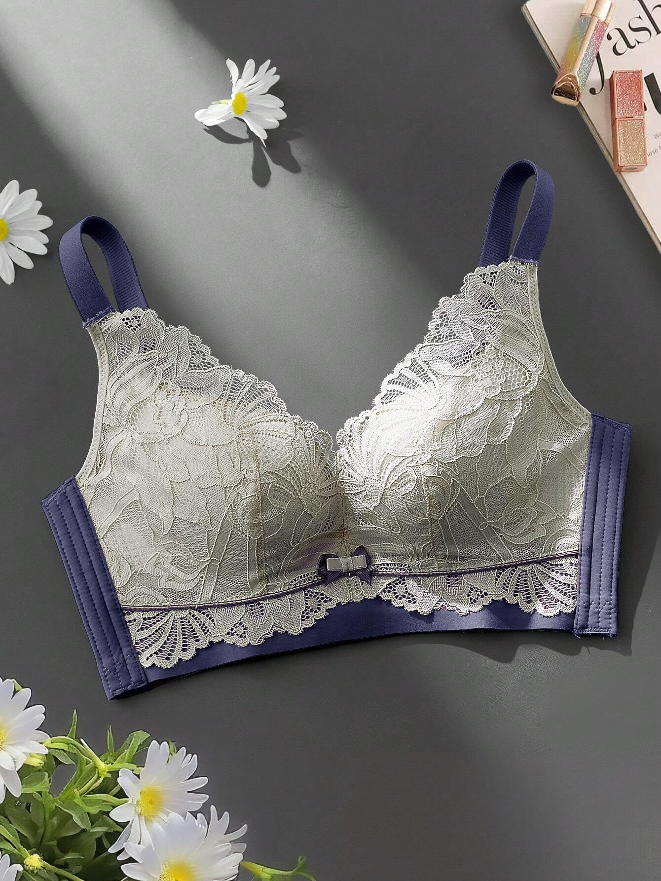 Fashionable Lace Comfortable Thin Wireless Push-Up Bra With No Trace, Anti-Sagging