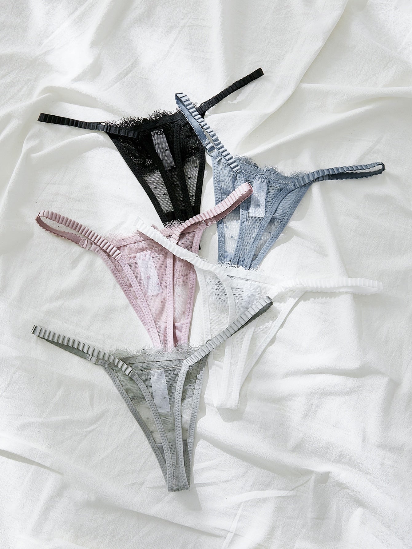 5pack Floral Lace Thong