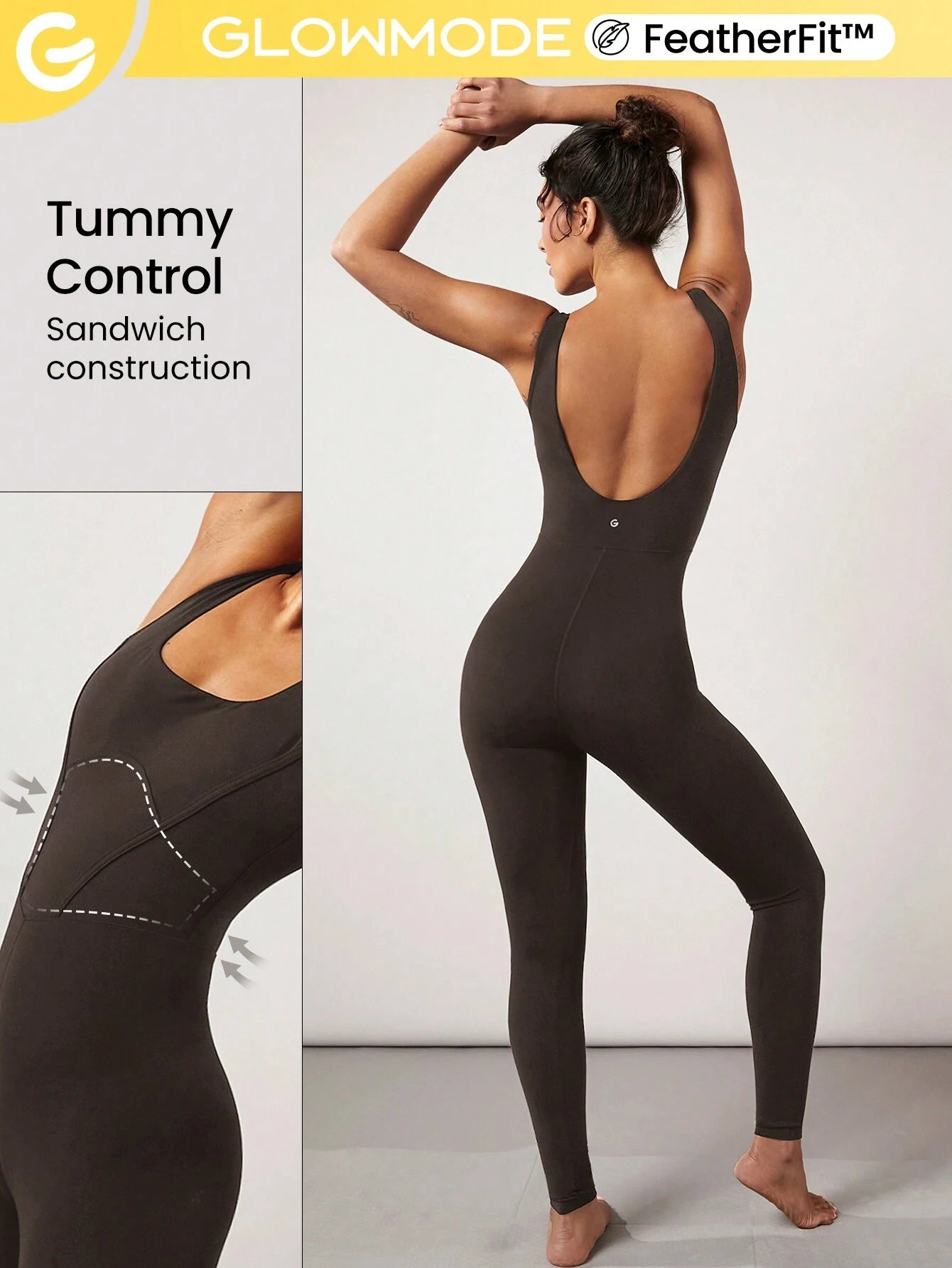 GLOWMODE 25" FeatherFit™ Tummy Control Gym Bodysuit