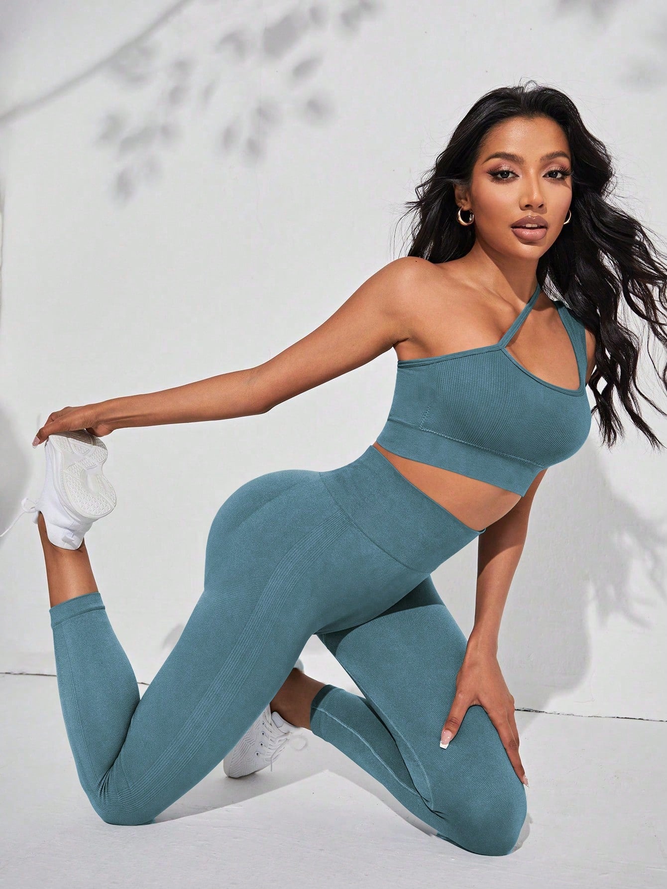 Yoga Sxy One Shoulder Ribbed Knit Sports Set