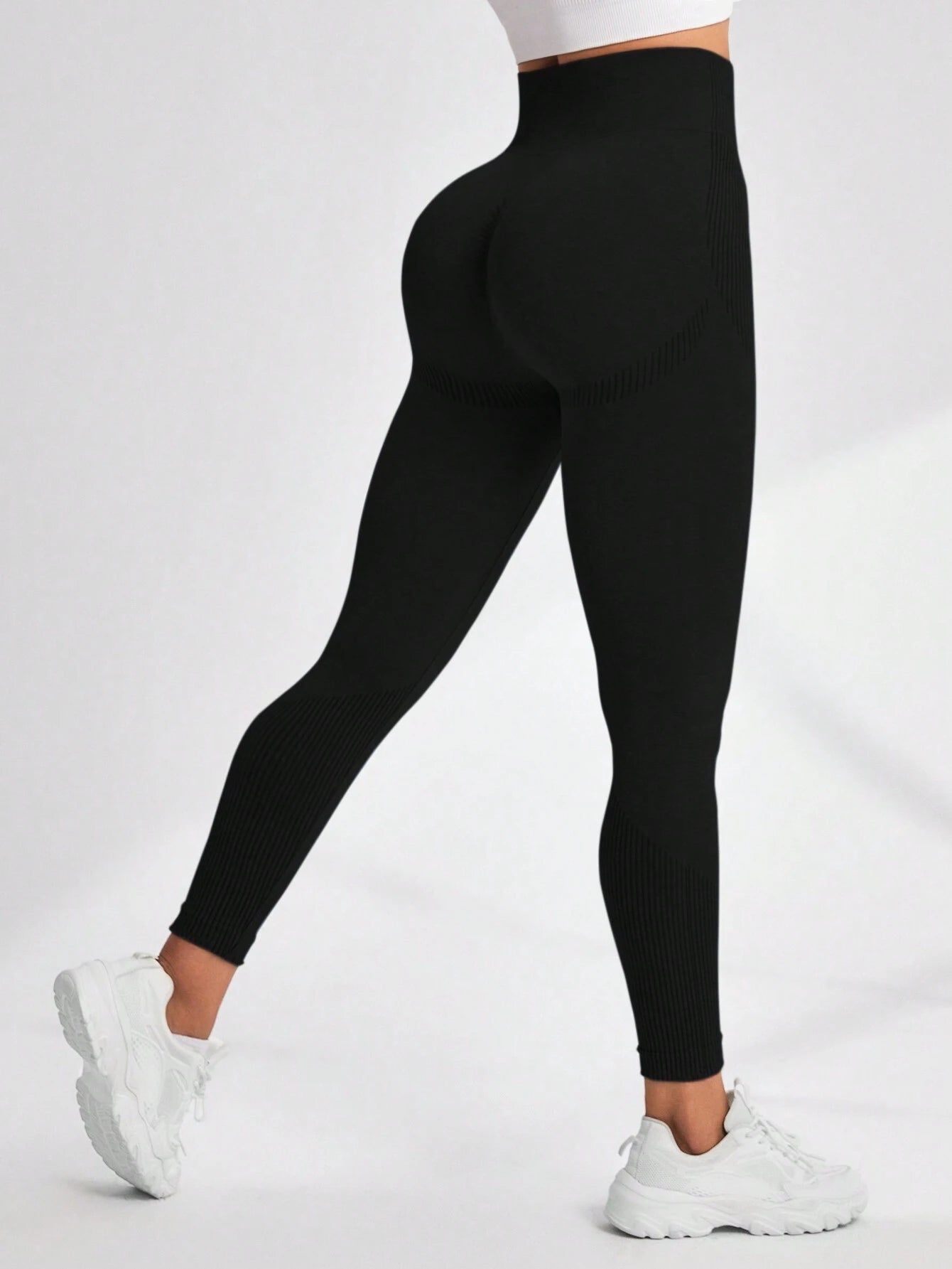 Yoga Basic Wide Waistband Sports Leggings Black 2