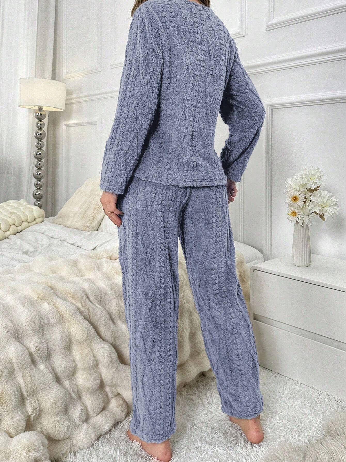 Bear Patched Flannel PJ Set / Pajama Set
