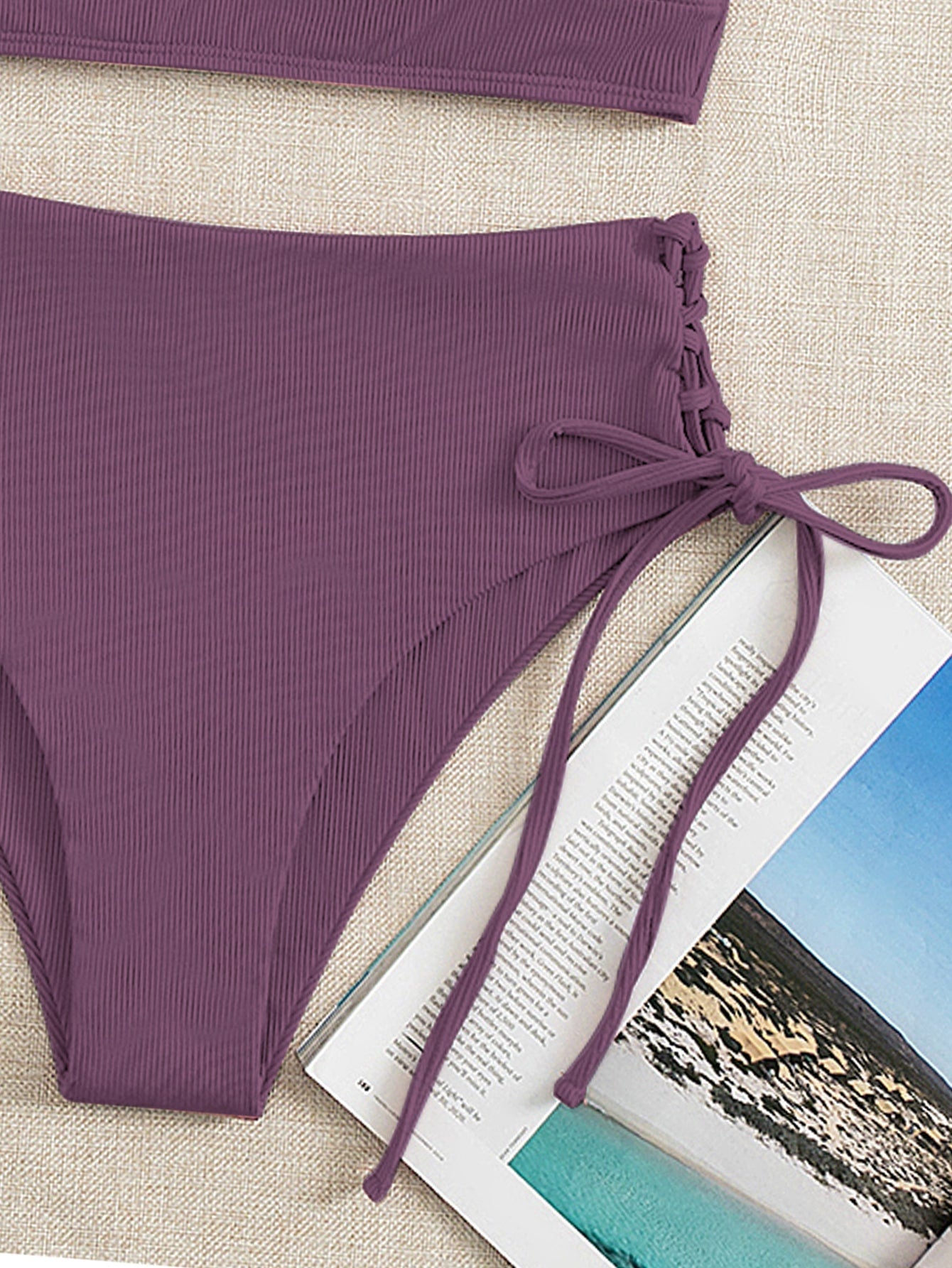 SHEIN Swim Basics Plain Tie Side Bikini Swimsuit