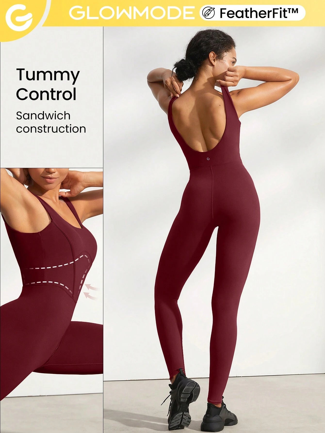 GLOWMODE 25" FeatherFit™ Tummy Control Gym Bodysuit