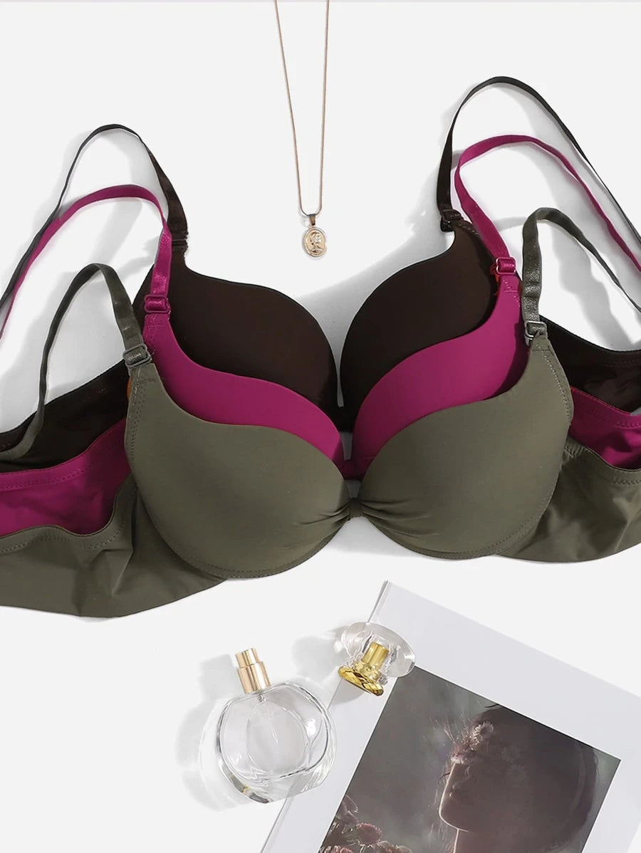 3pack Solid Underwire Bra Set