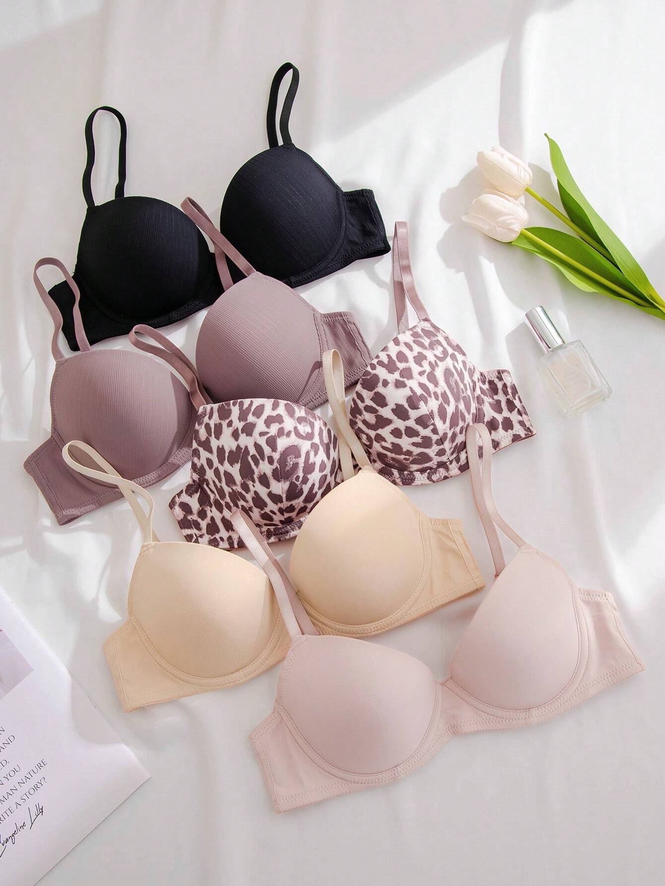 Underwear&amp;Sleepwear Basics 5pcs Solid Underwire Bra