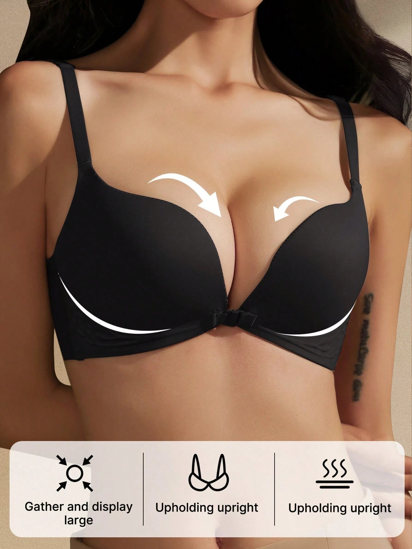 Front Closure Wireless Push Up Bra For Small Bust Women [For Flat Chest]