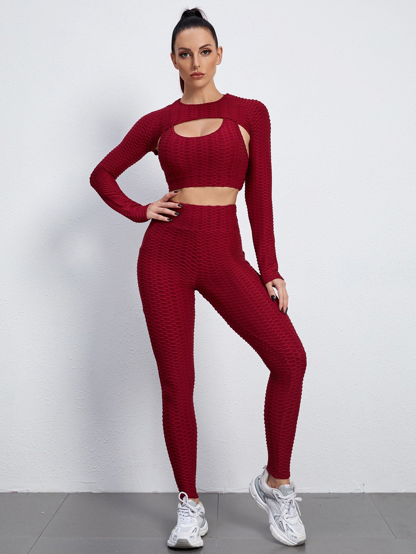 Yoga Basic 3pcs Breathable Softness Honeycomb Textured Sports Set