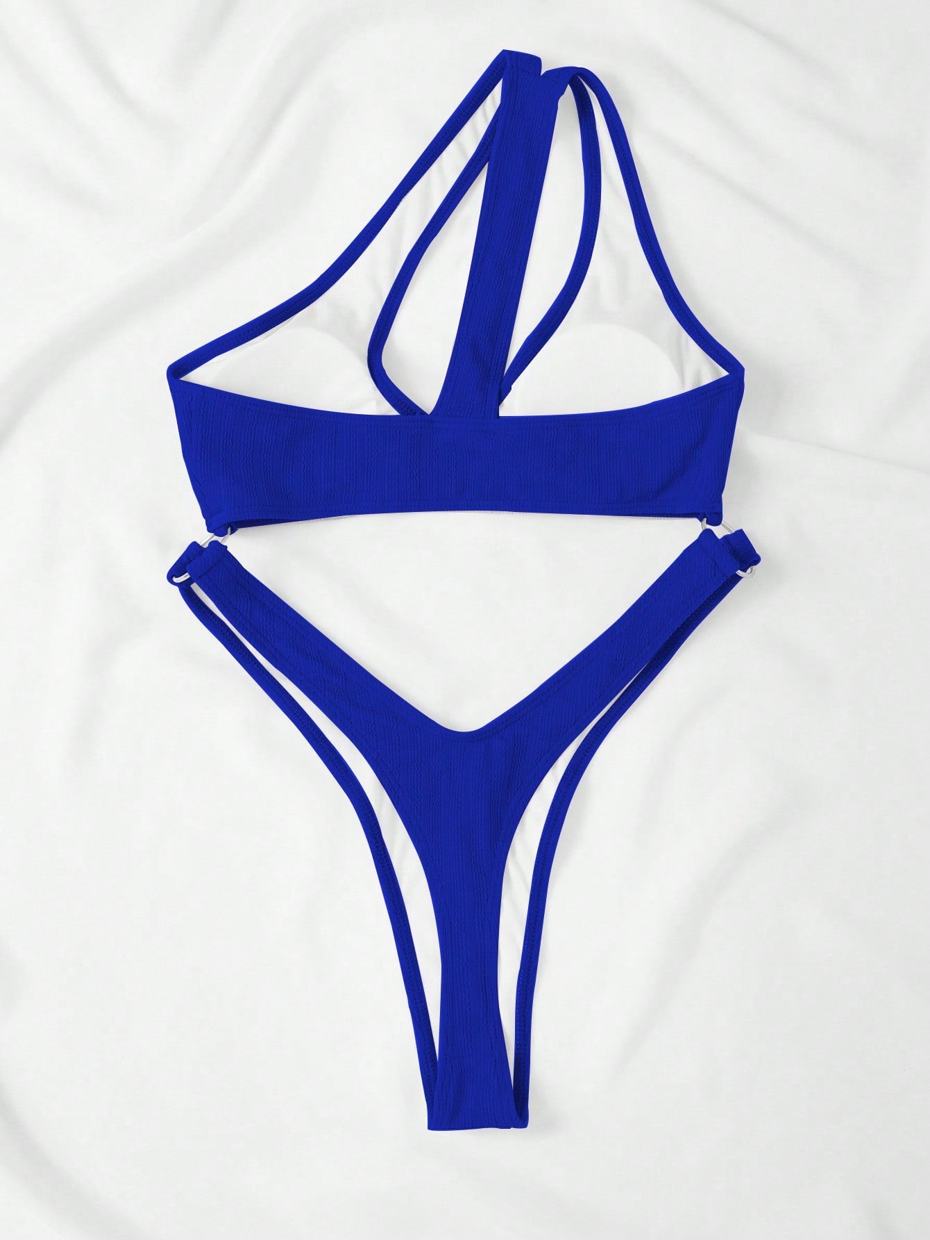 SHEIN Swim Y2GLAM Cut Out Ring Linked One Shoulder One Piece Swimsuit