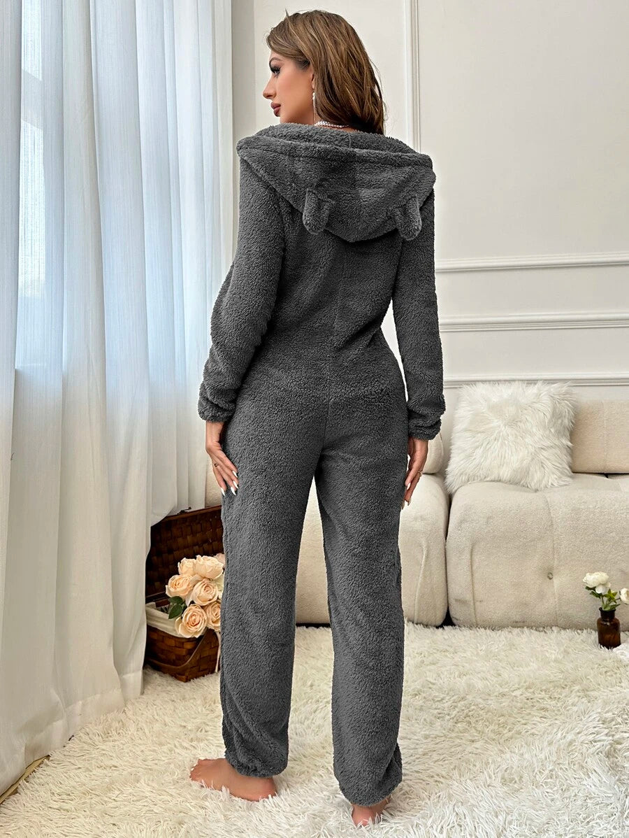 3D Ears Design Hooded Sleep Jumpsuit