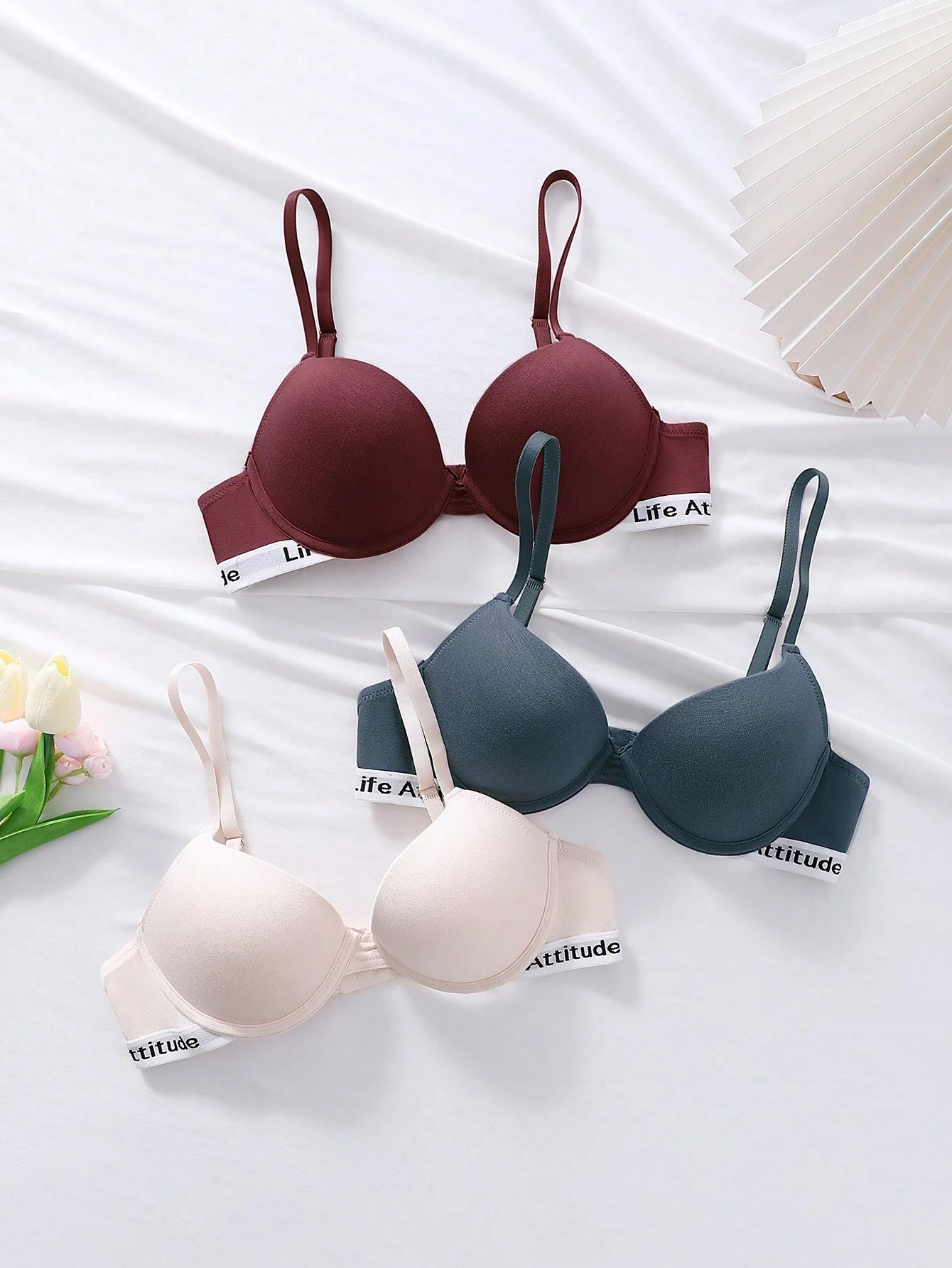 3pcs Letter Tape Push Up Bra