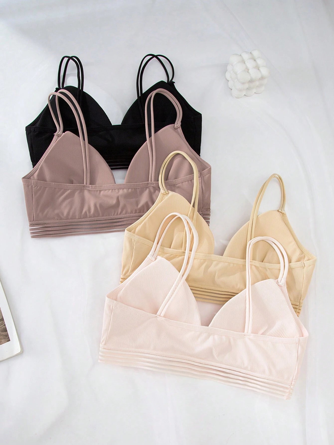 Basics 4pack Rib Mesh Trim Bra Set