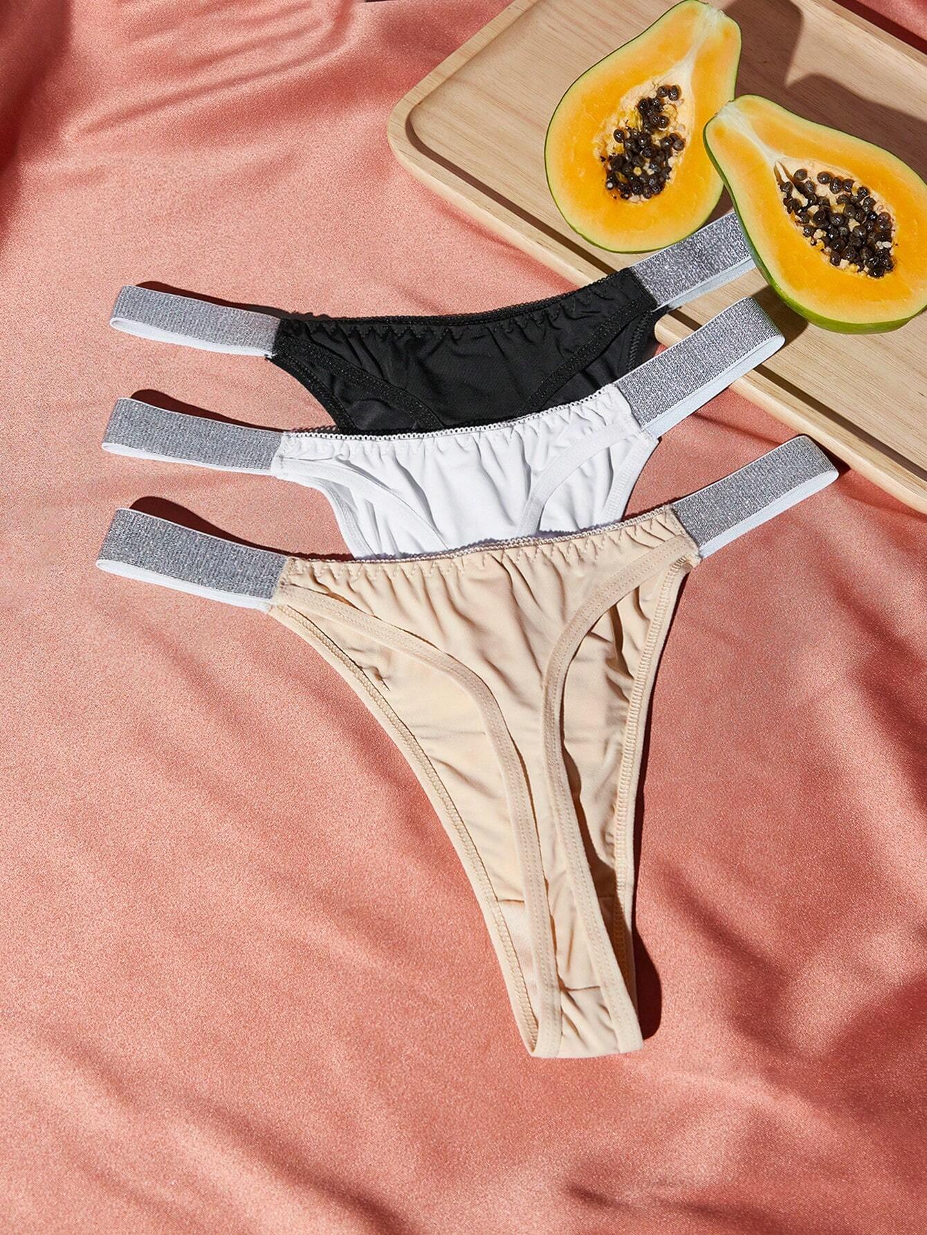 3pack Contrast Tape Thong