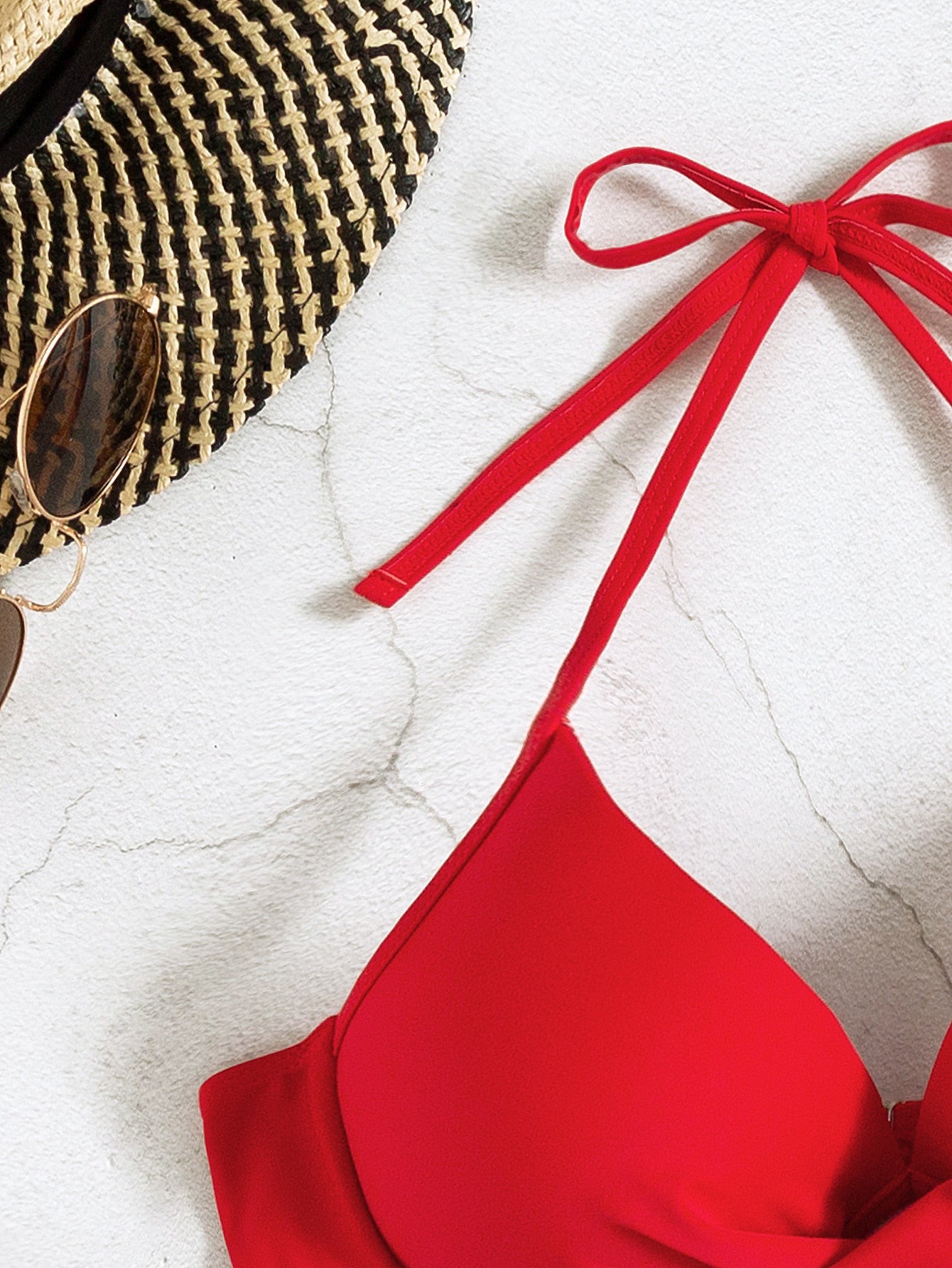 SHEIN Swim Basics Wrap Push Up Bikini Top