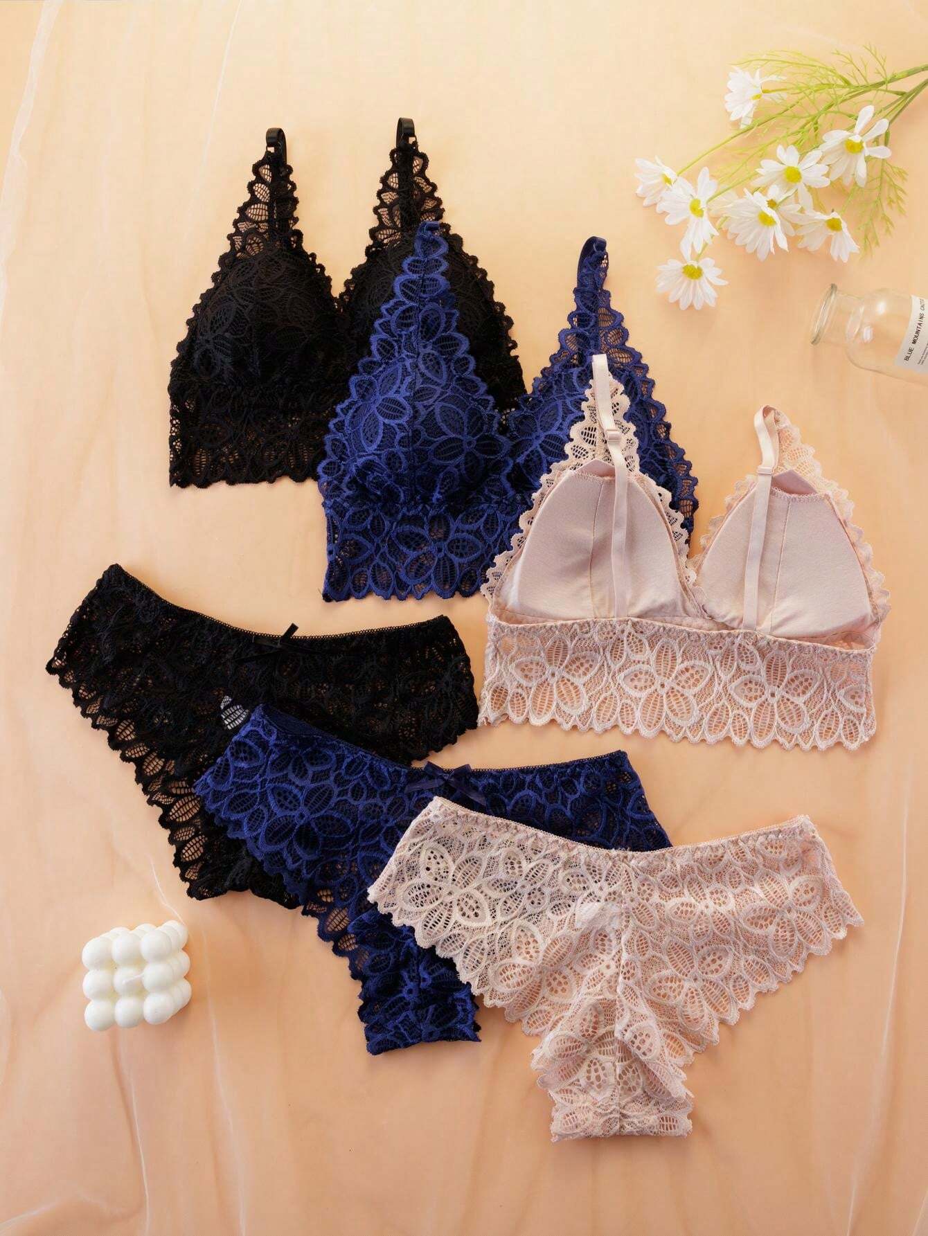 Sexy Fashionable Street Style Casual Women's Underwear Set With Lace &amp; Back Beautifying Bra