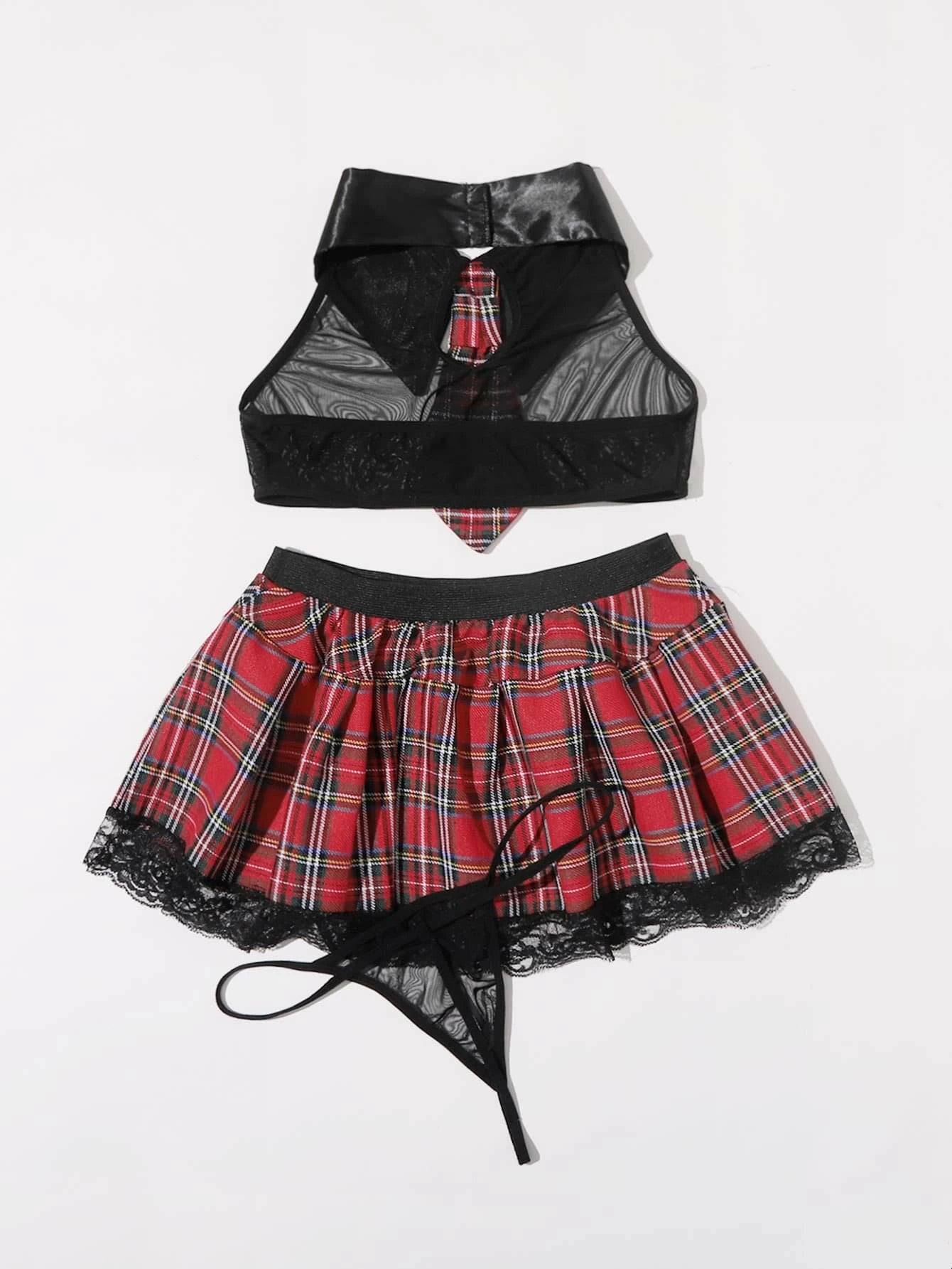 Tartan School Costume Set With Thong