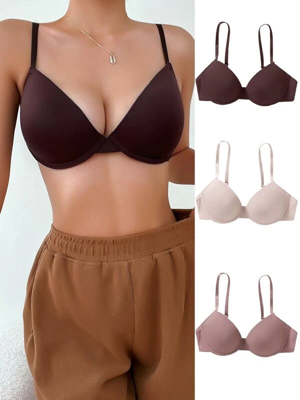 3pack Solid Underwire Bra Set