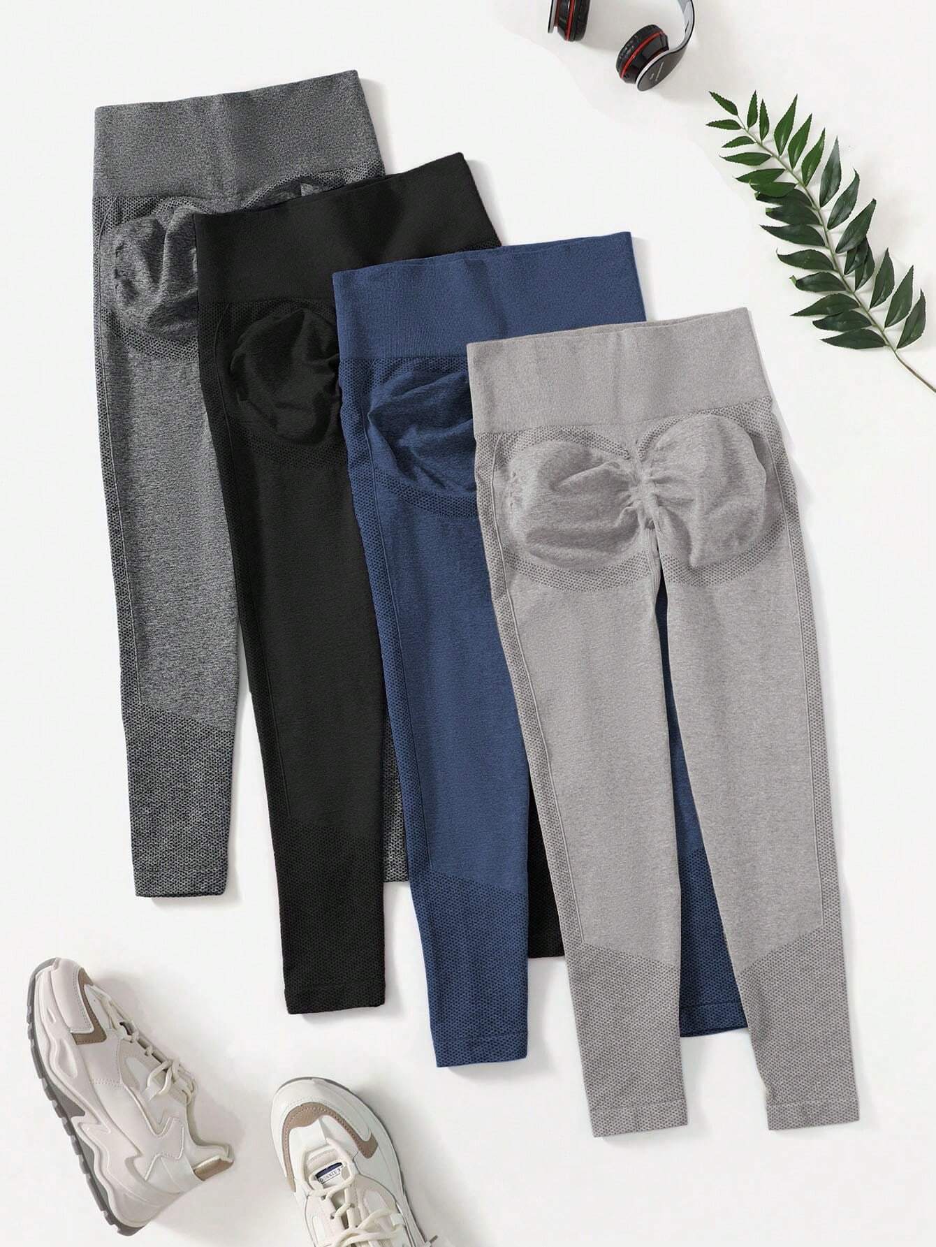 Yoga Basic 4pcs Seamless Wide Waistband Sports Leggings