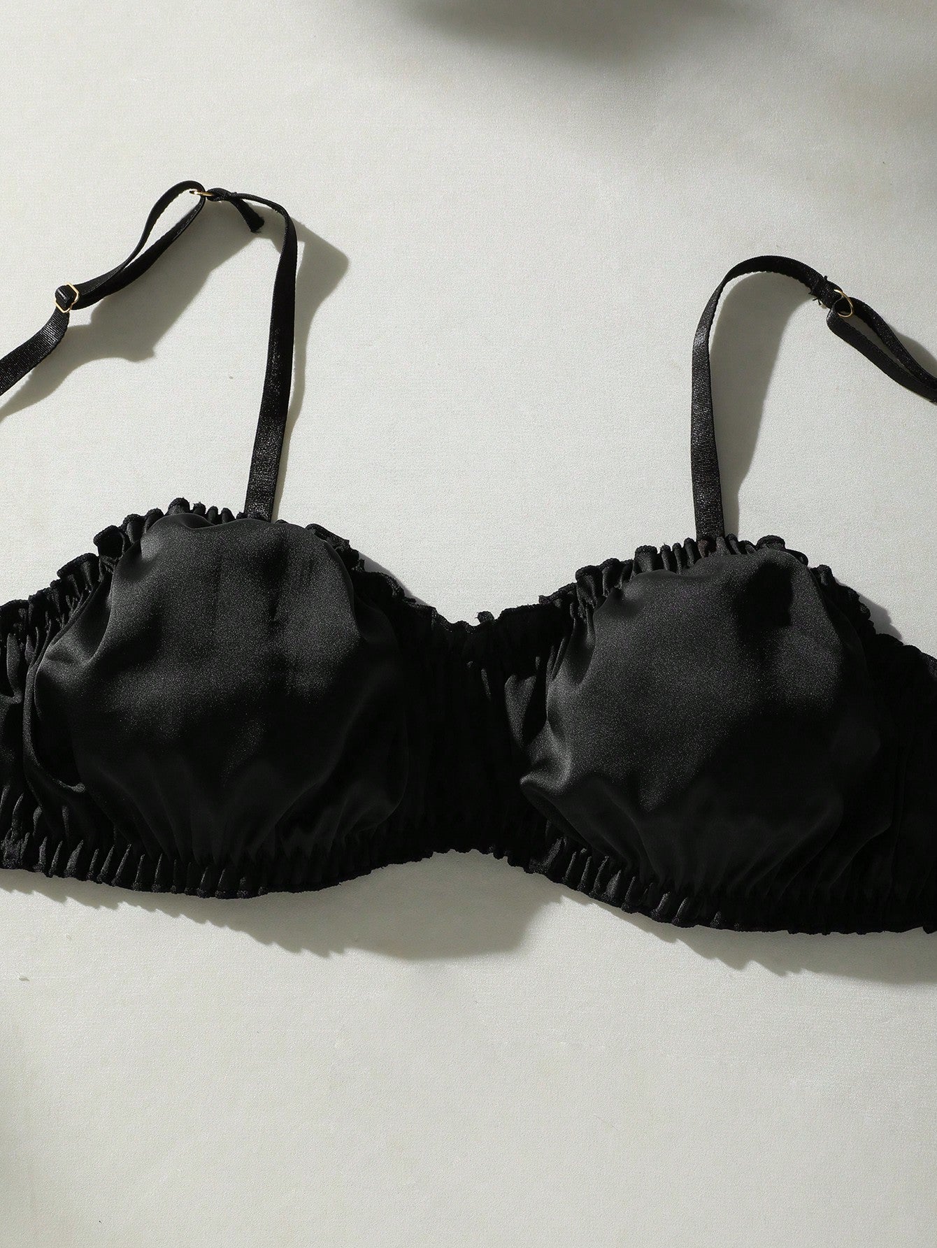 Frill Trim Satin Lingerie Set